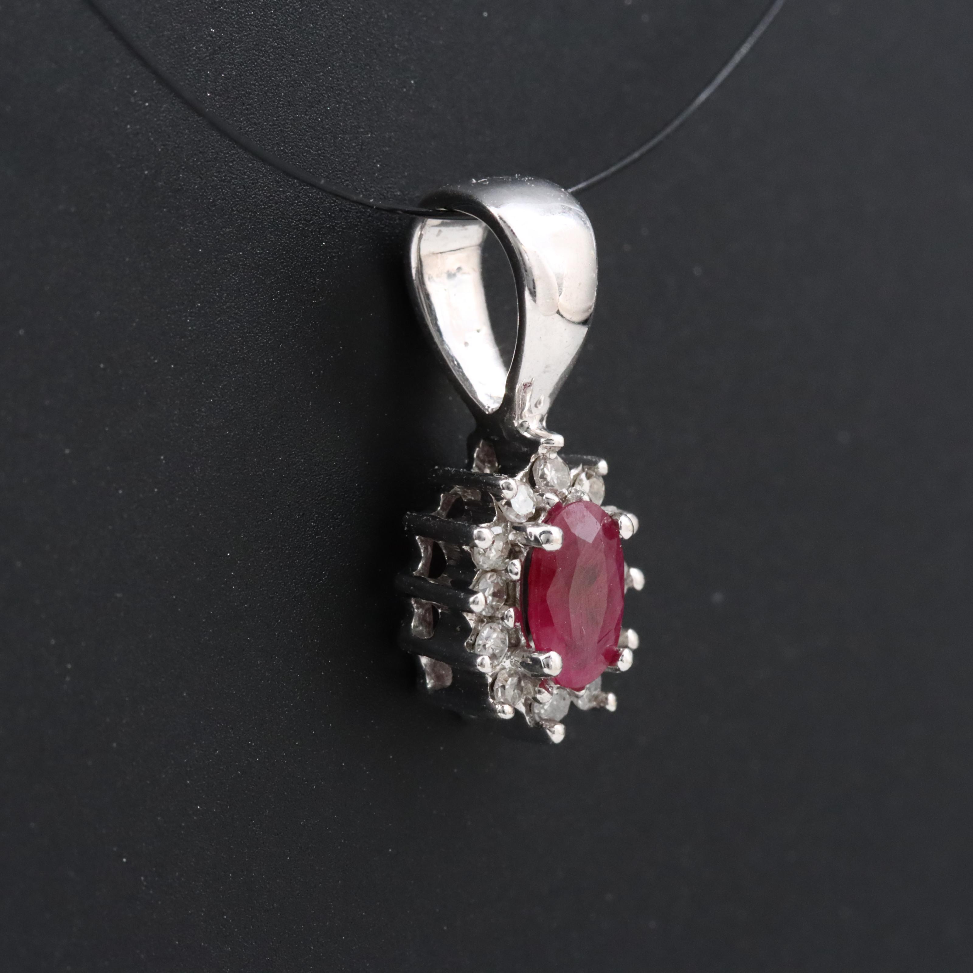 14K Ruby and Diamond Pendant