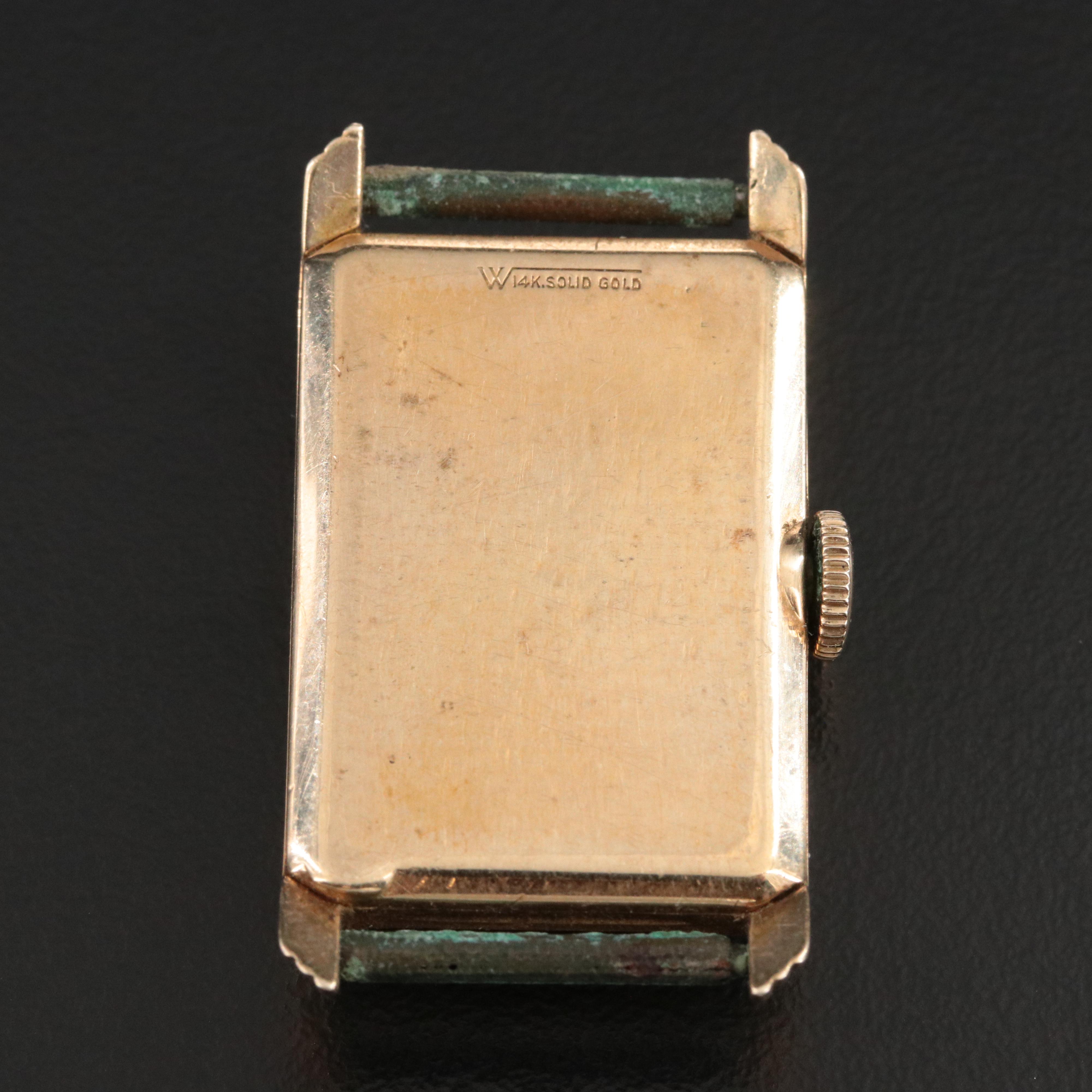 Hamilton 14K Art Deco Style Rectangular Watch