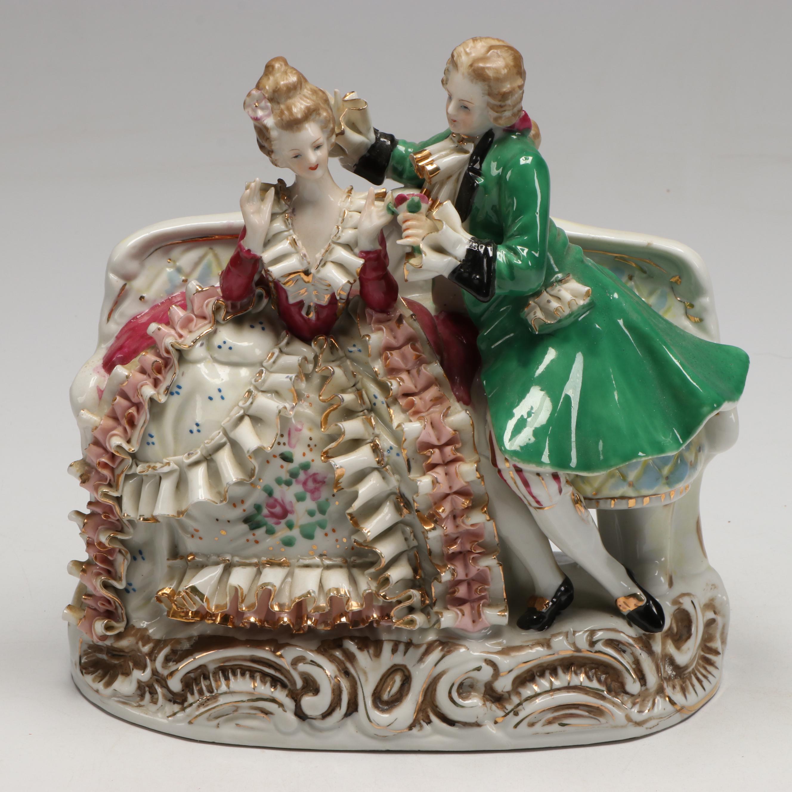 Andrea Cherub Porcelain Centerpiece Bowl with More Hand-Painted Ceramics