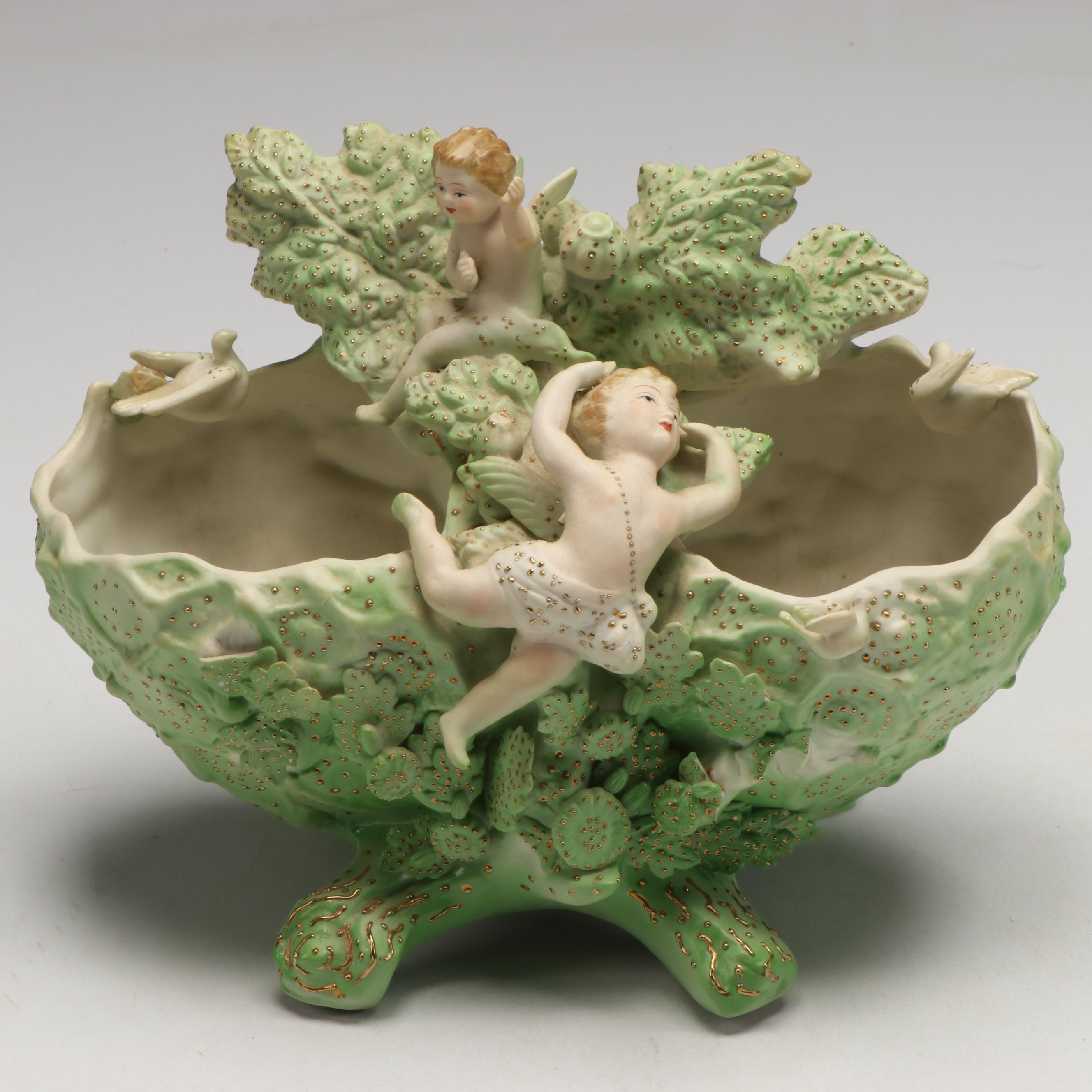 Andrea Cherub Porcelain Centerpiece Bowl with More Hand-Painted Ceramics