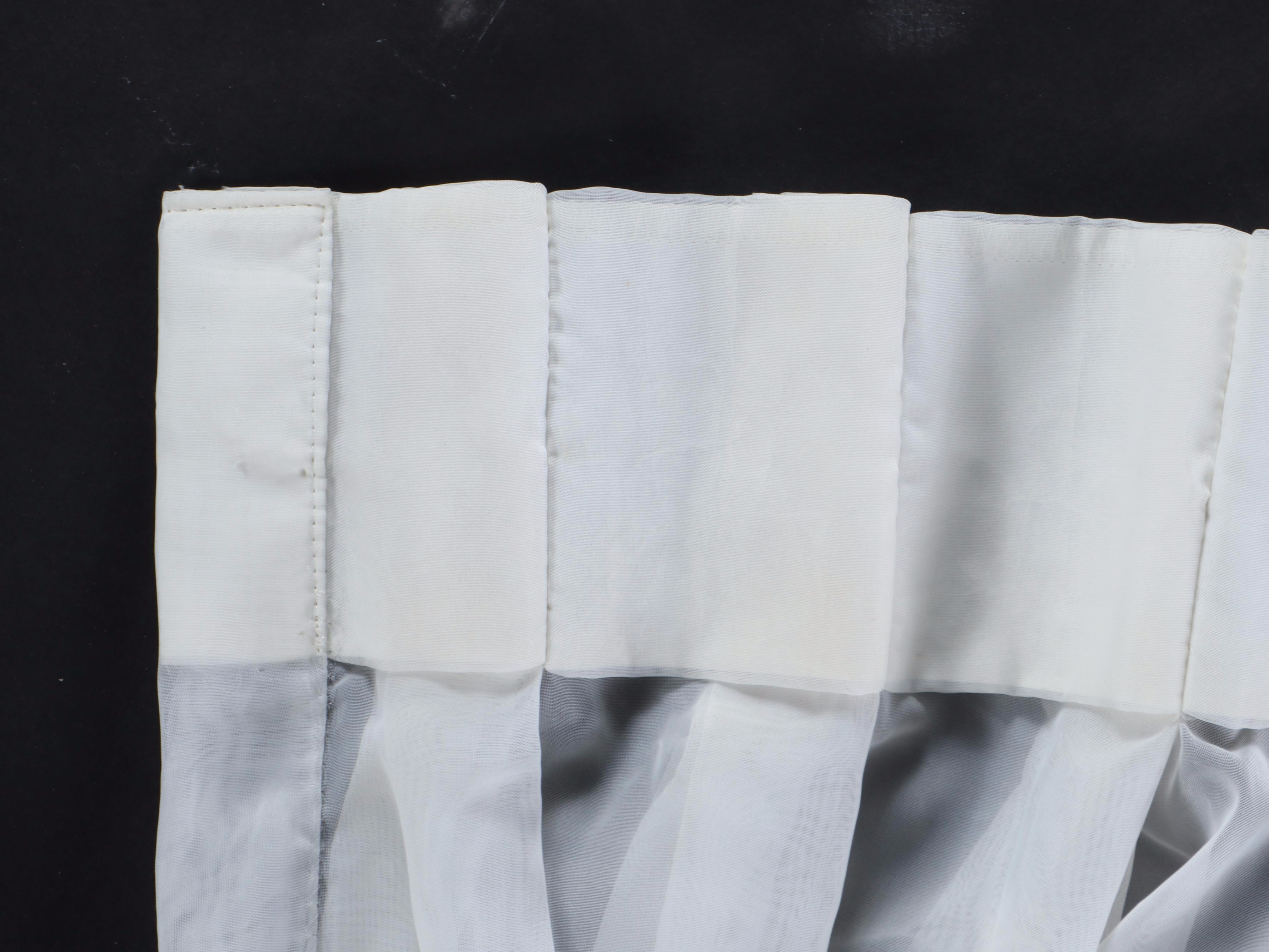 White Voile Pinch Pleat Sheer Drapes with Silk Embroidered Wide Hem