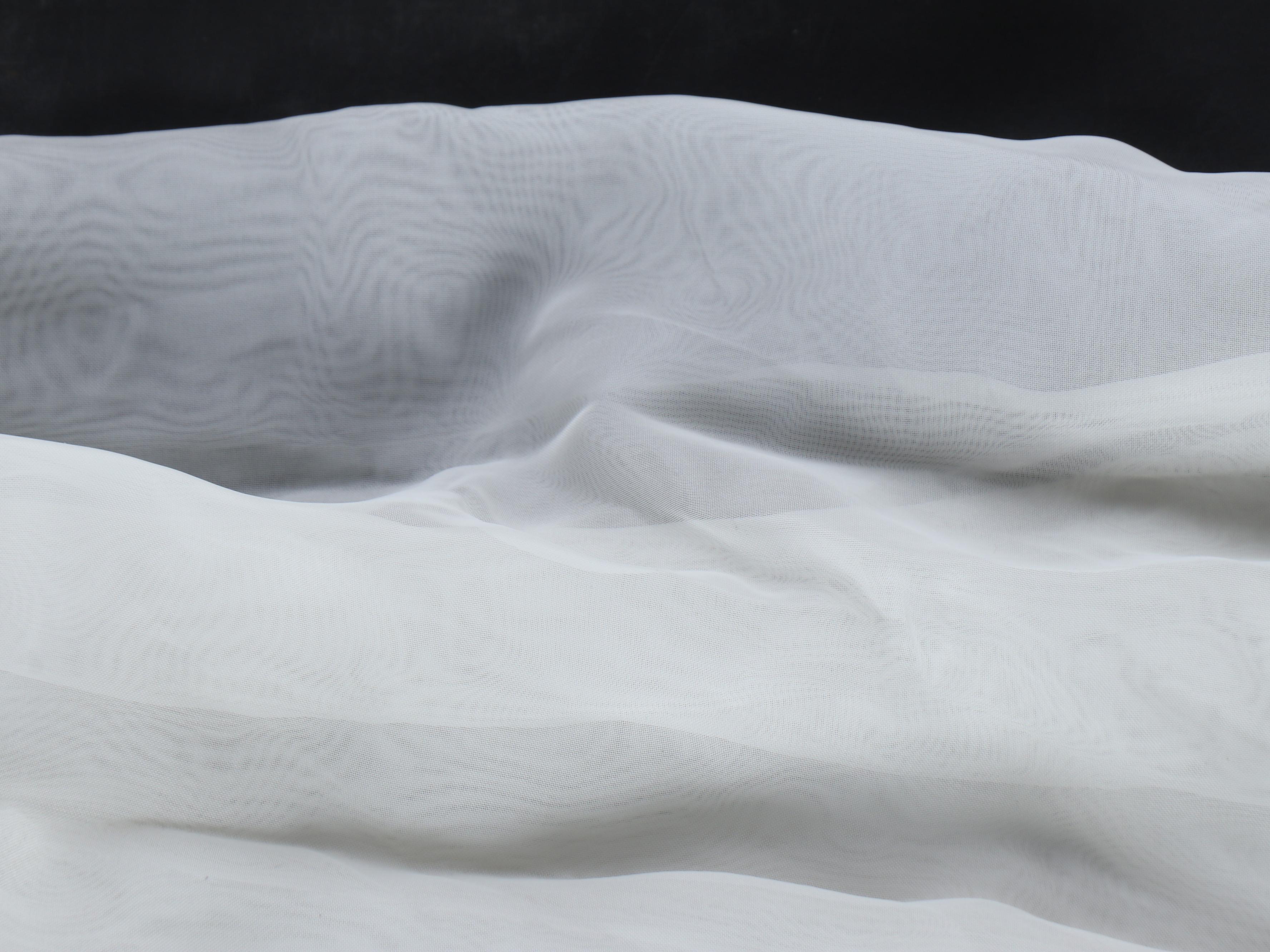 White Voile Pinch Pleat Sheer Drapes with Silk Embroidered Wide Hem