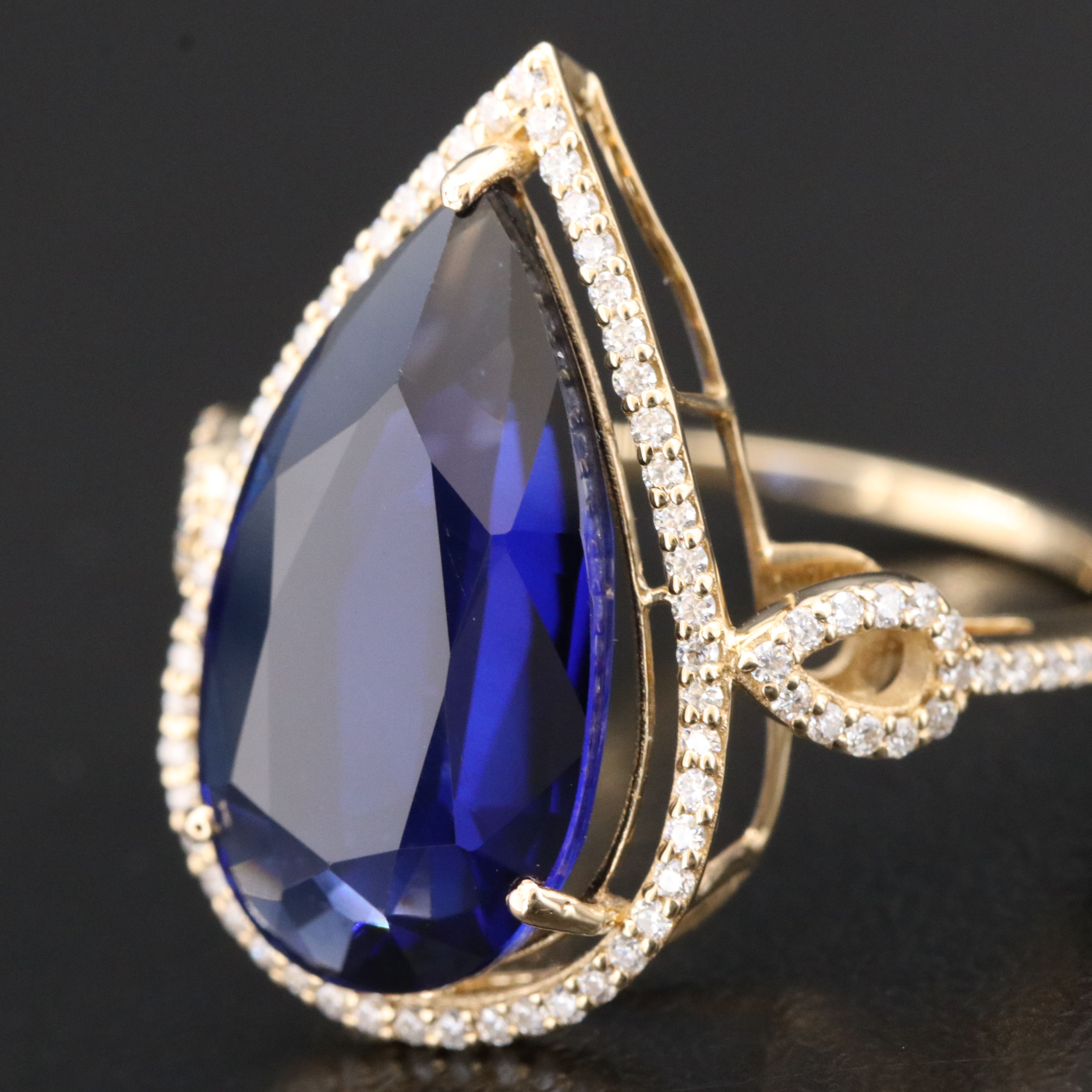 14K 8.03 CT Sapphire and Moissanite Ring with IGI Jewelry Report