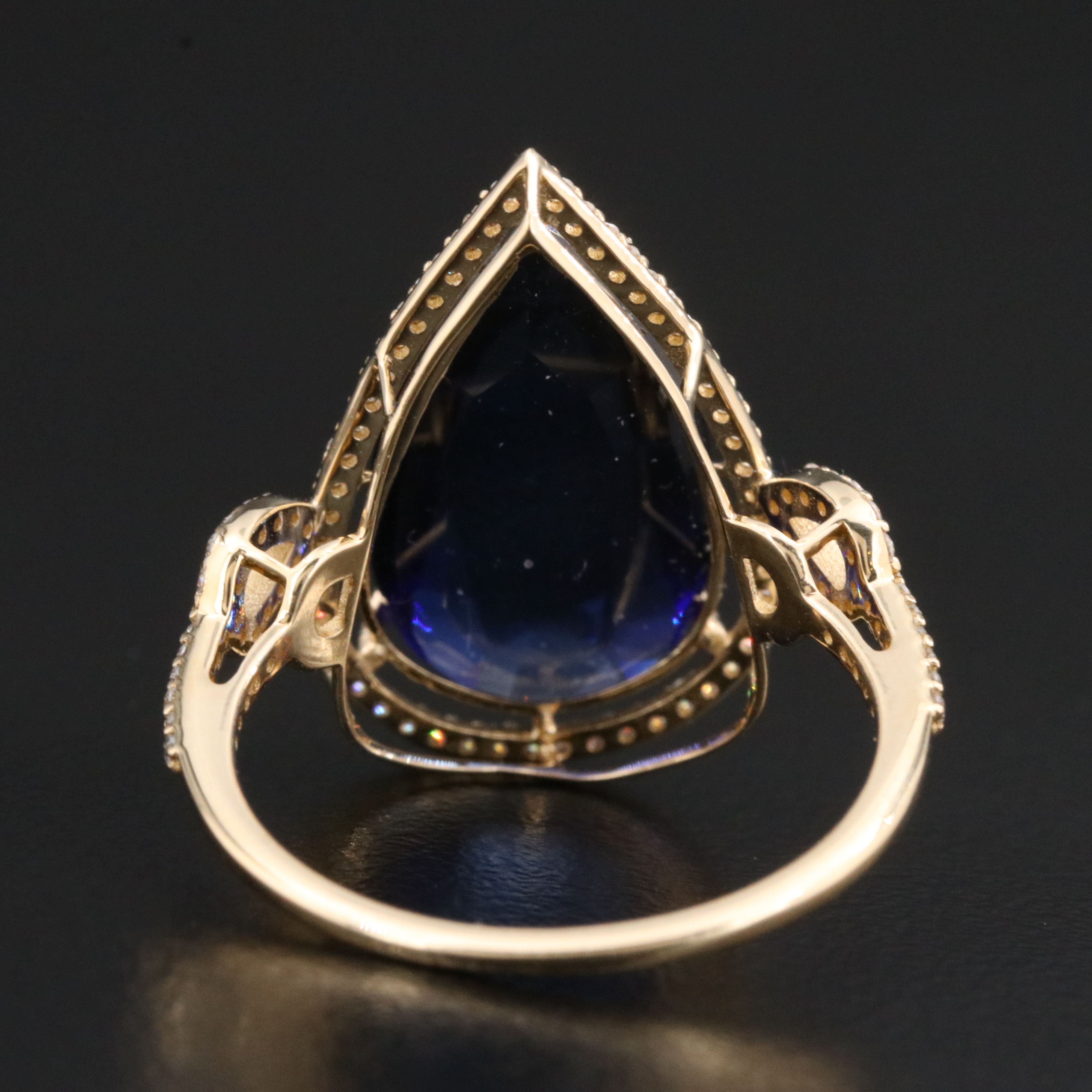 14K 8.03 CT Sapphire and Moissanite Ring with IGI Jewelry Report