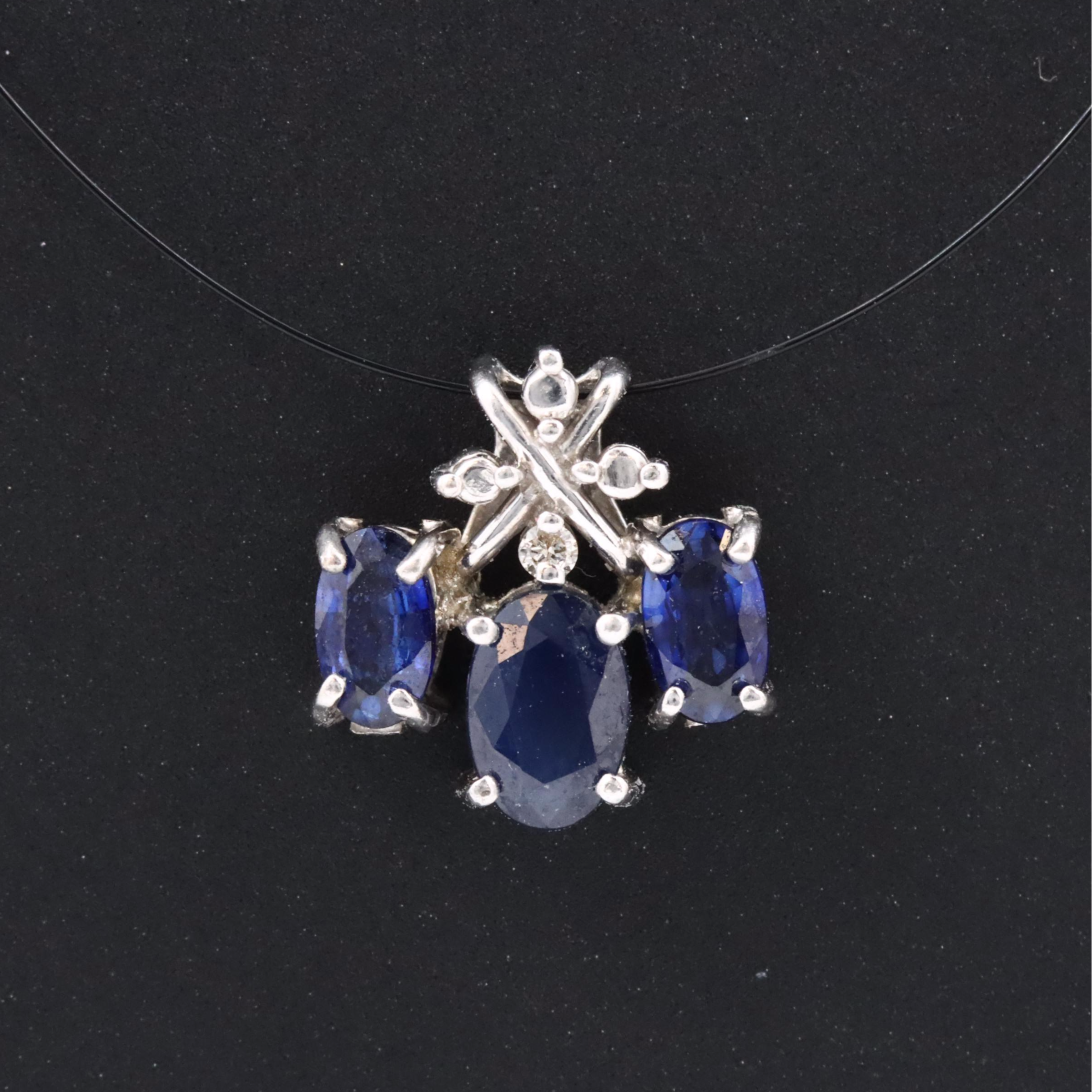 14K Sapphire and Diamond Pendant