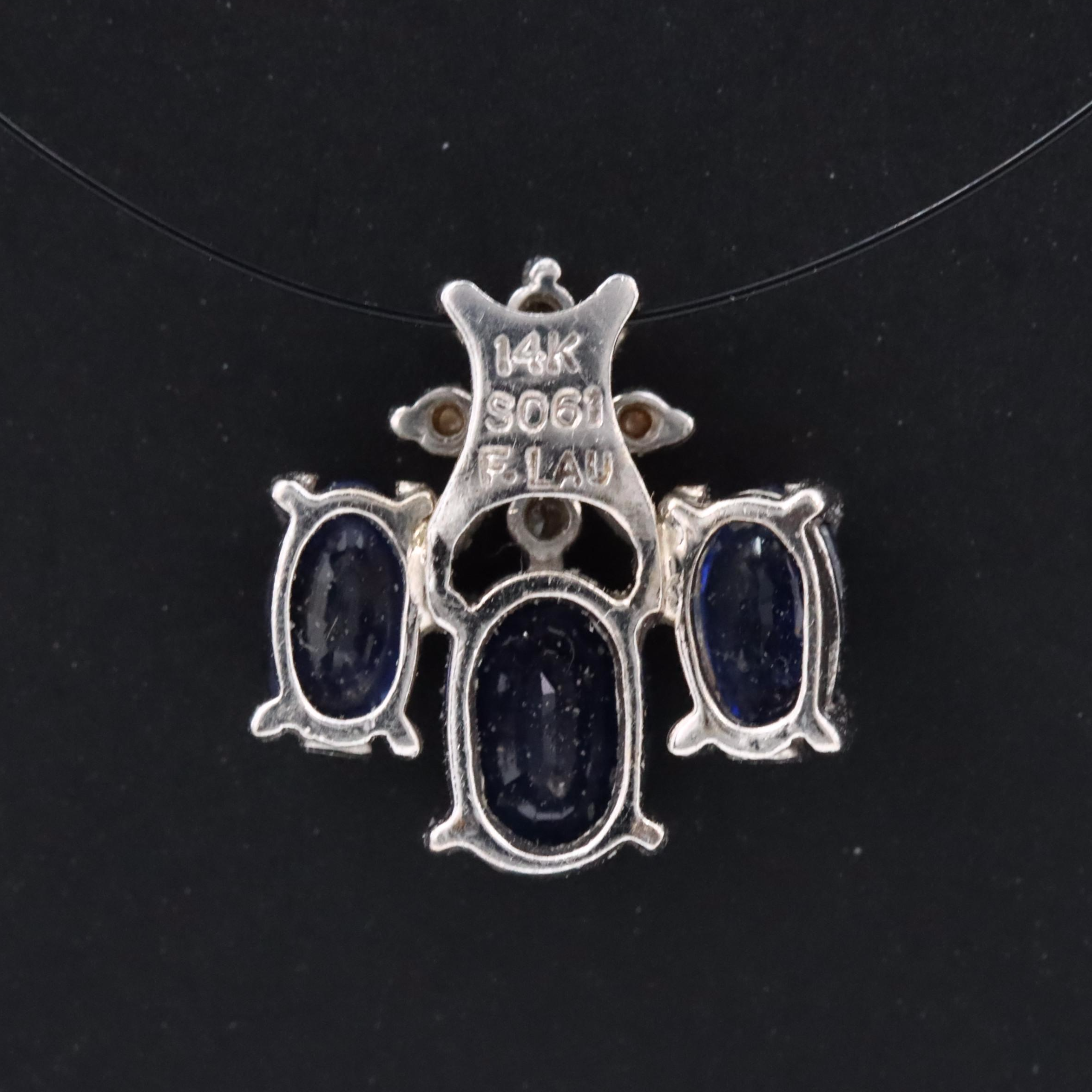 14K Sapphire and Diamond Pendant