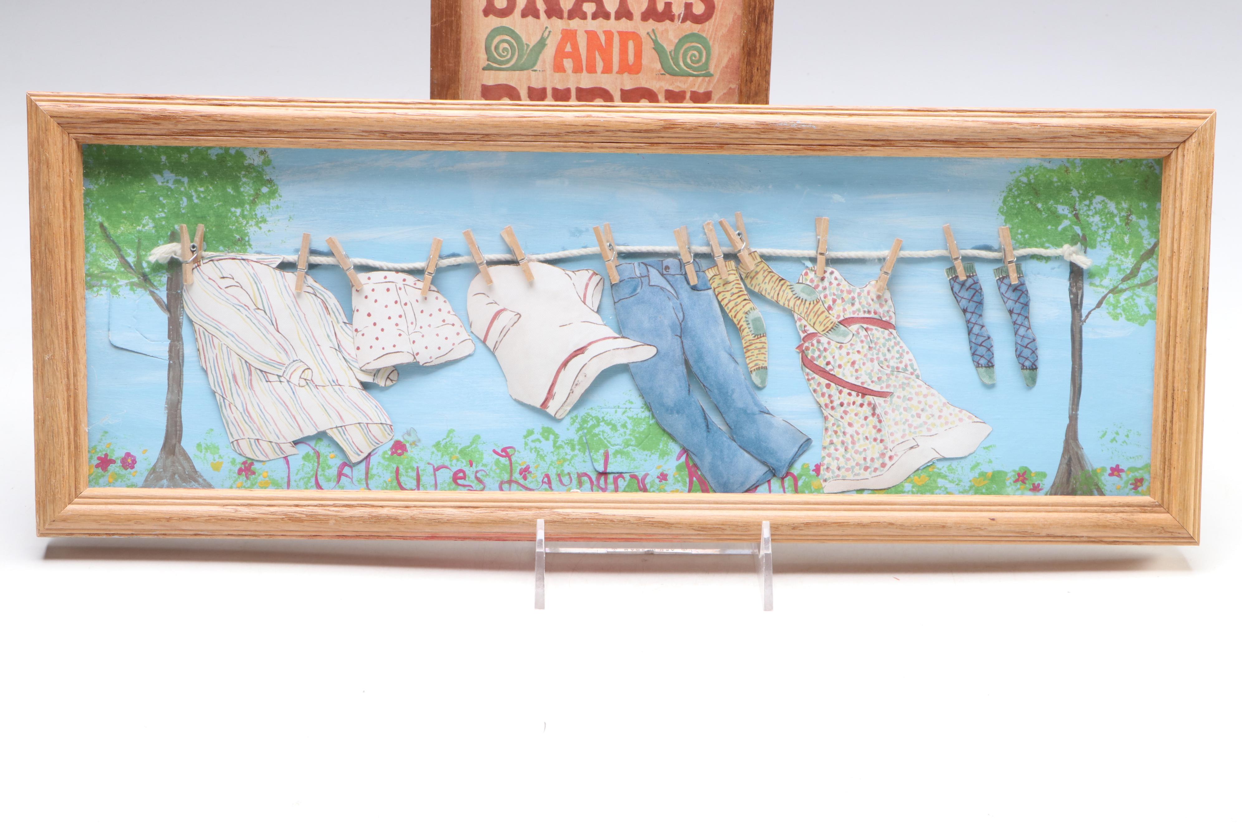 Hand-Painted Clothesline and "Little Boys Are Made Of..." Quote Wall Art