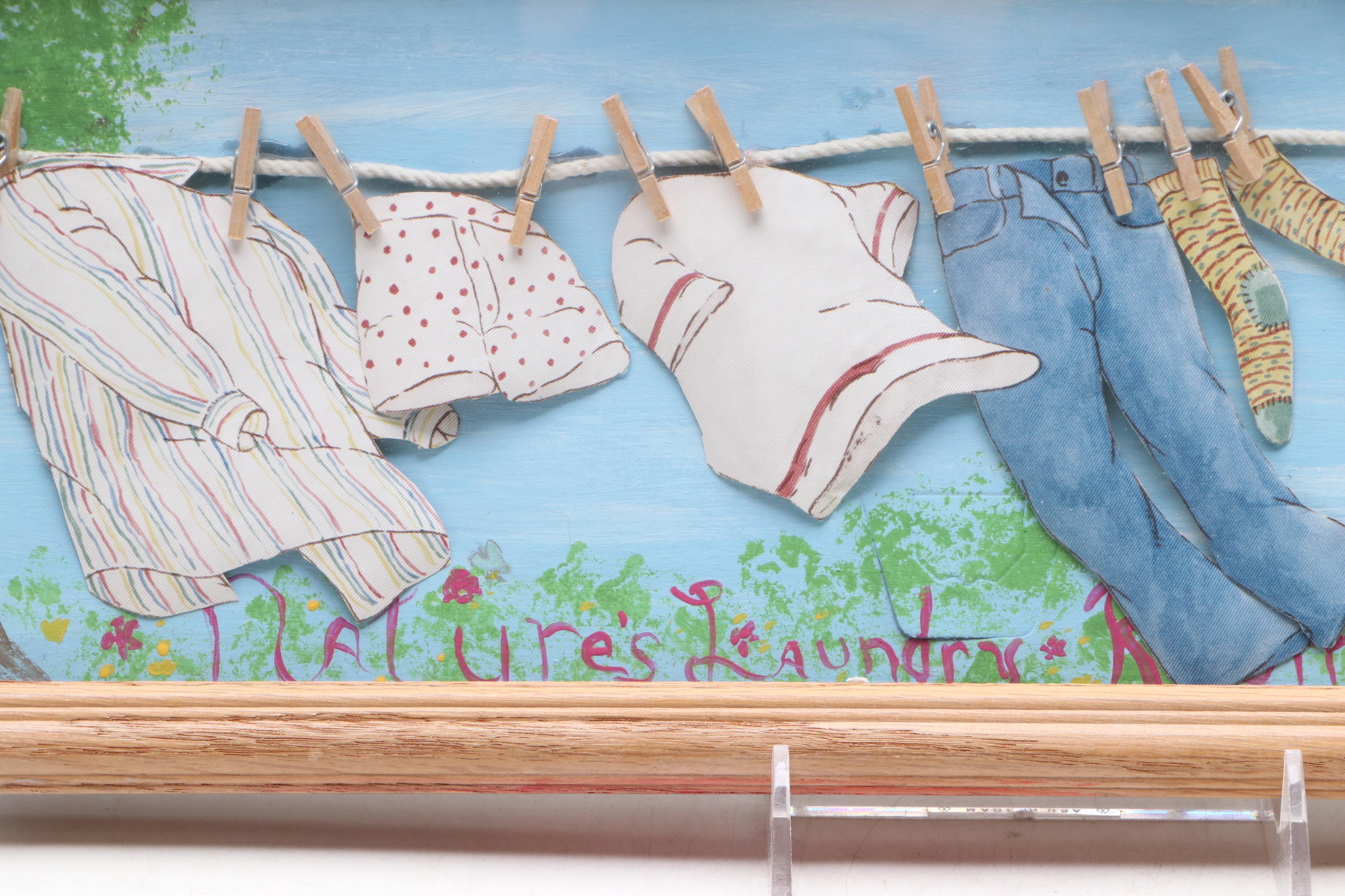 Hand-Painted Clothesline and "Little Boys Are Made Of..." Quote Wall Art