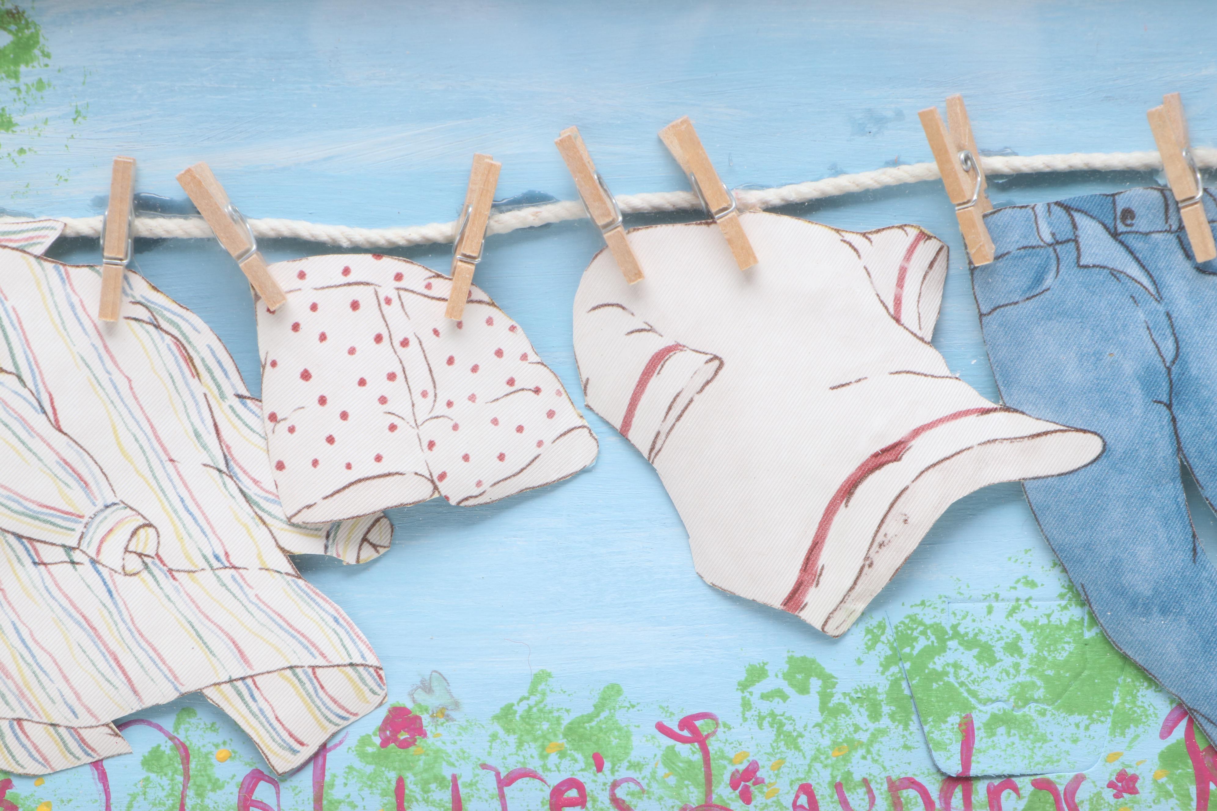 Hand-Painted Clothesline and "Little Boys Are Made Of..." Quote Wall Art