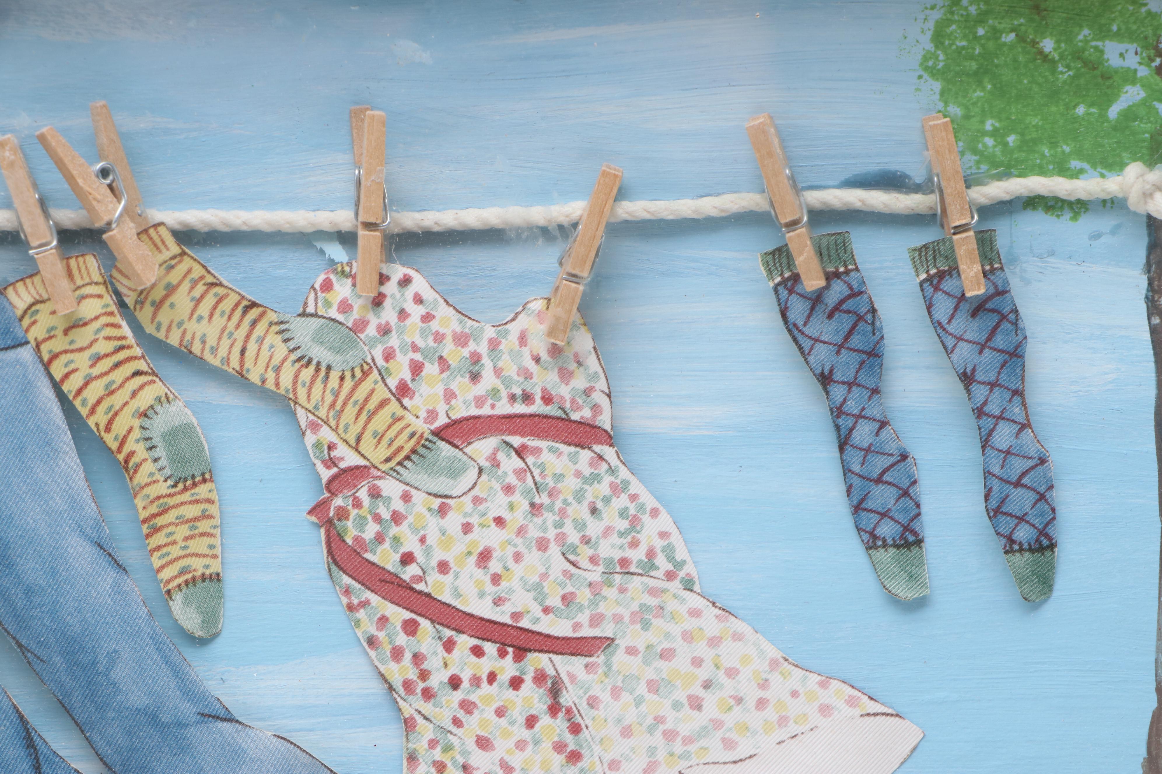 Hand-Painted Clothesline and "Little Boys Are Made Of..." Quote Wall Art