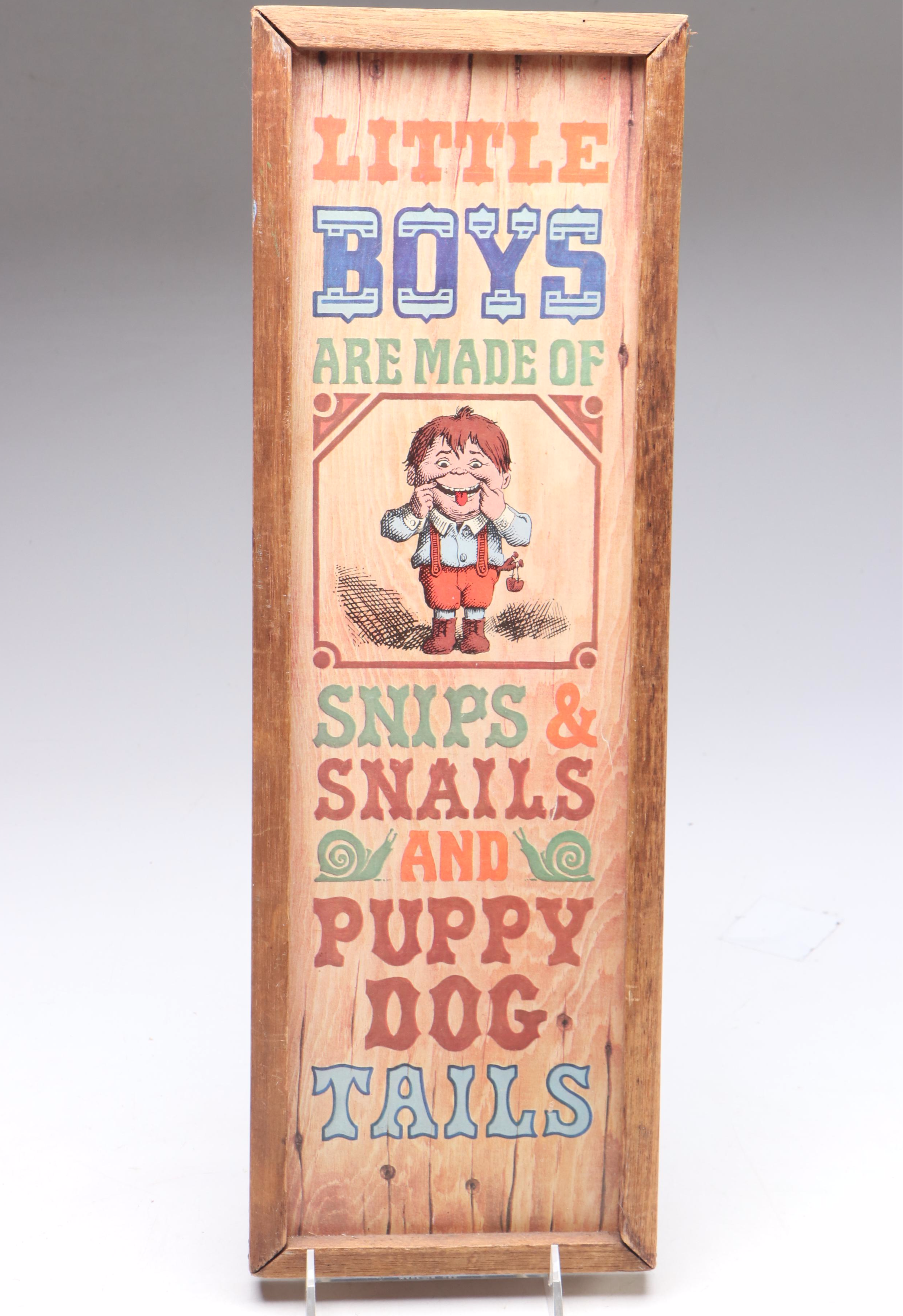 Hand-Painted Clothesline and "Little Boys Are Made Of..." Quote Wall Art