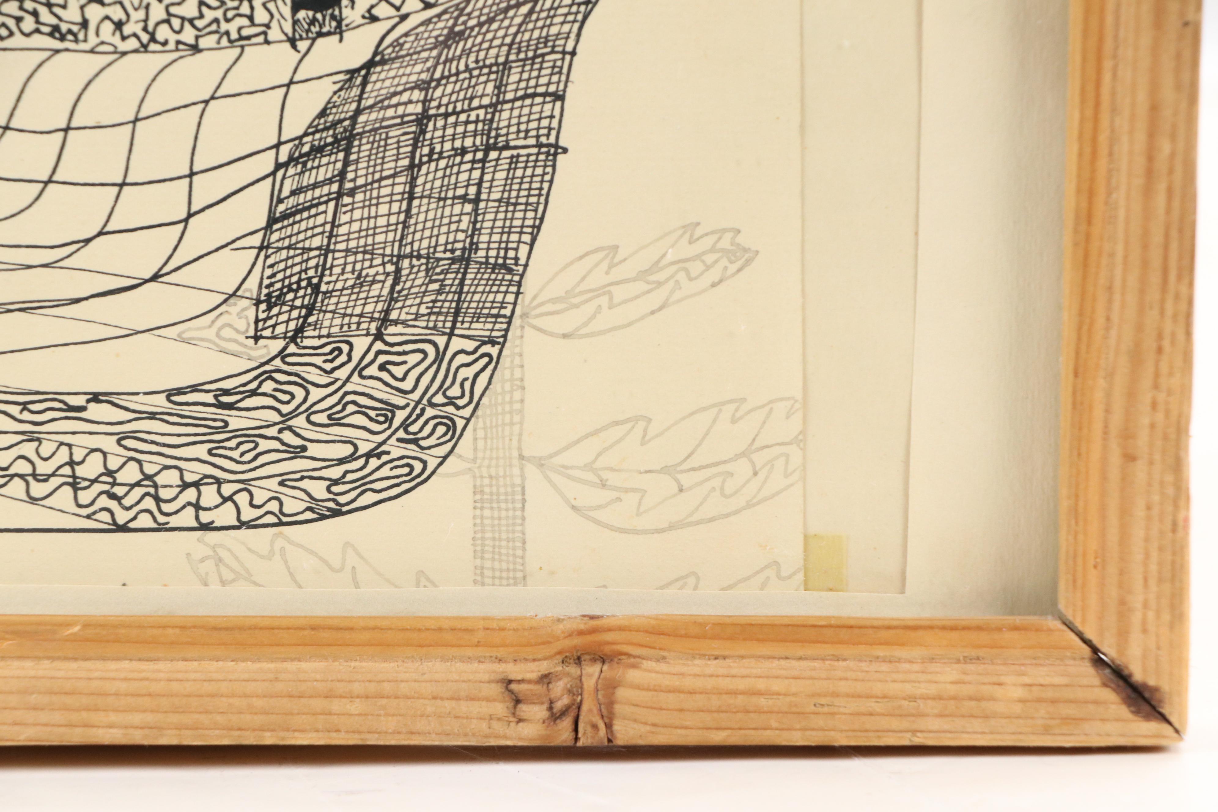 Nikolay Manuylov "Kuk" Whimsical Drawing, Mid-20th Century