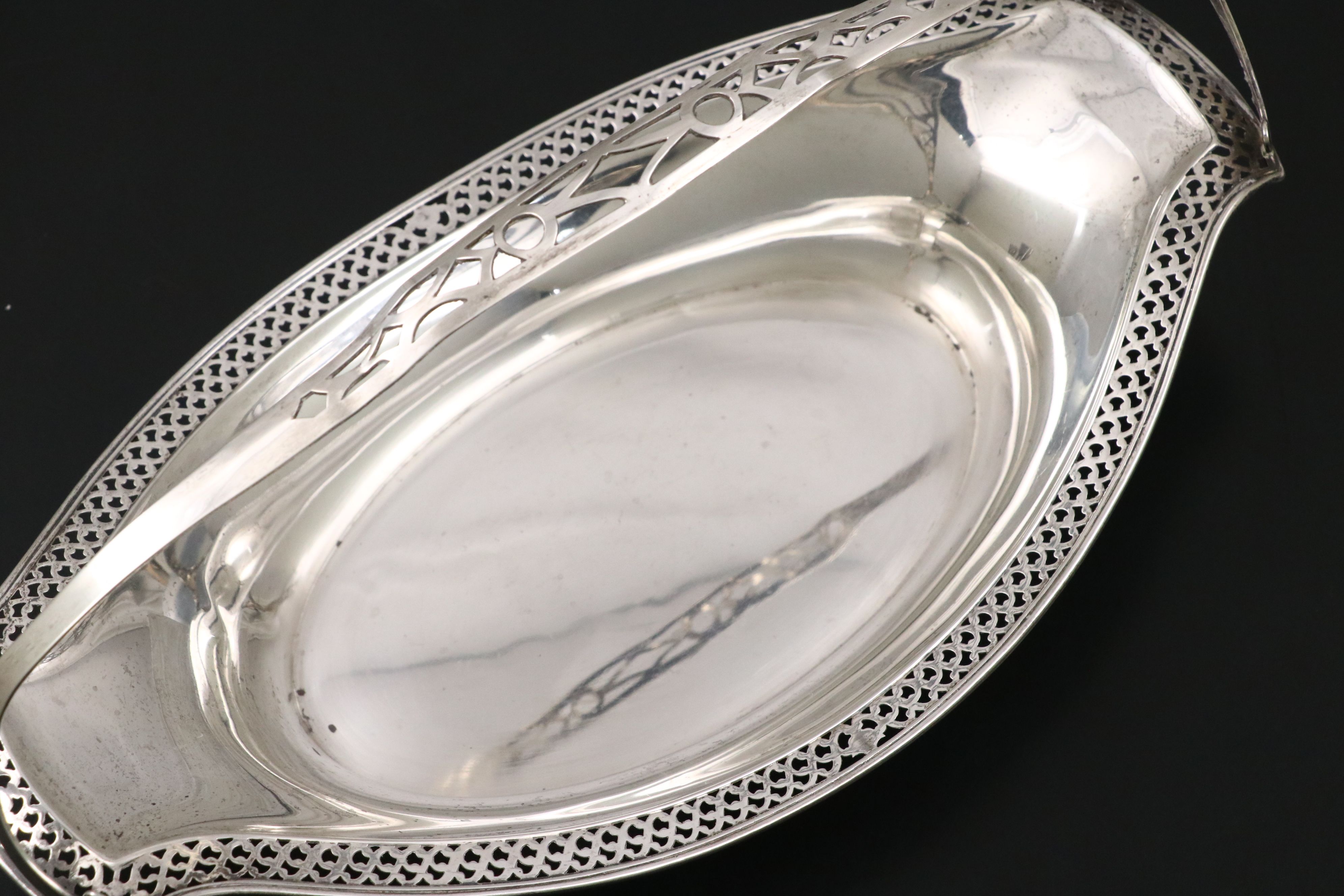 Webster Sterling Silver Pierced Bread Basket with Towle and Mexican Silver Décor