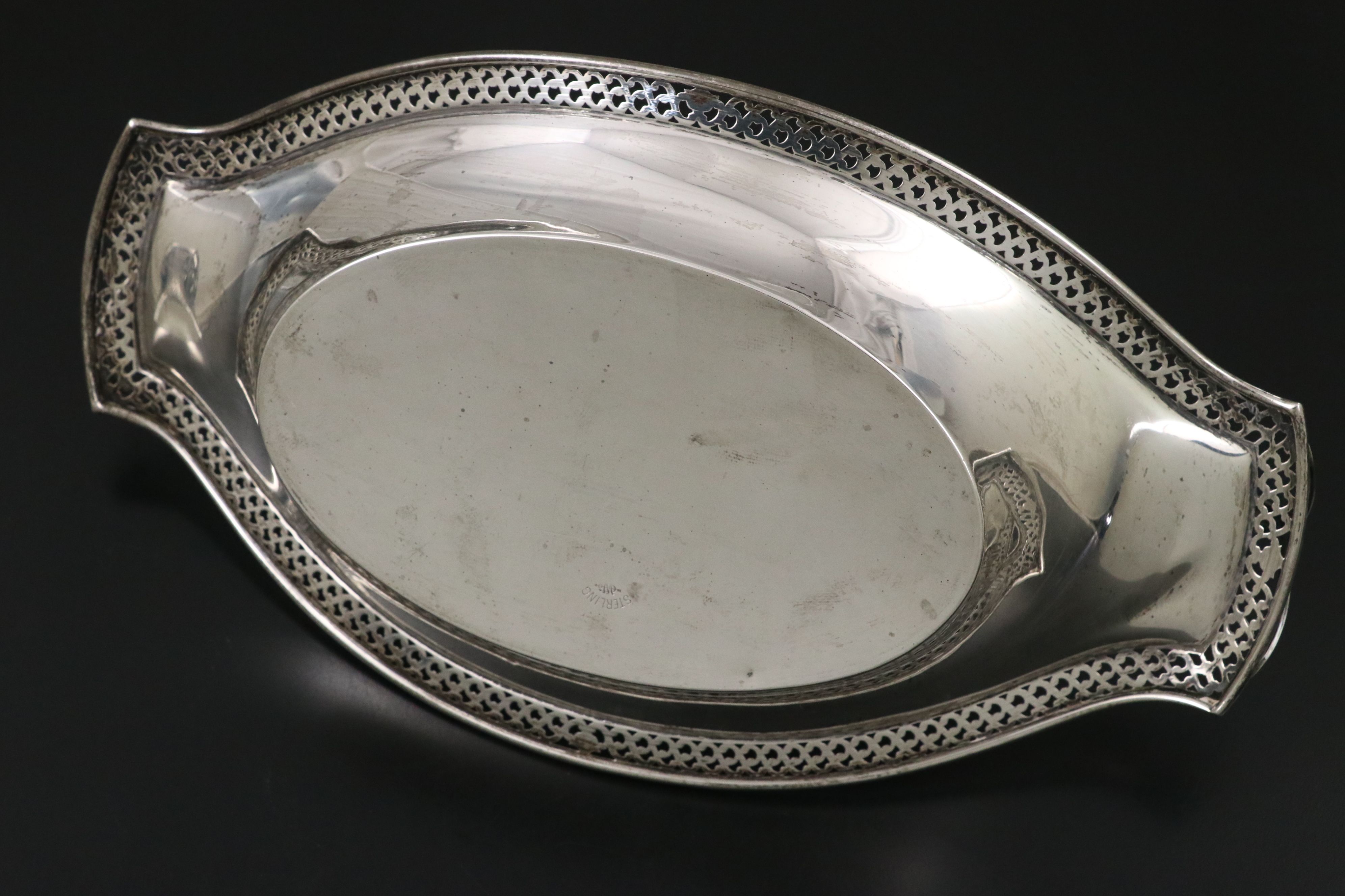 Webster Sterling Silver Pierced Bread Basket with Towle and Mexican Silver Décor