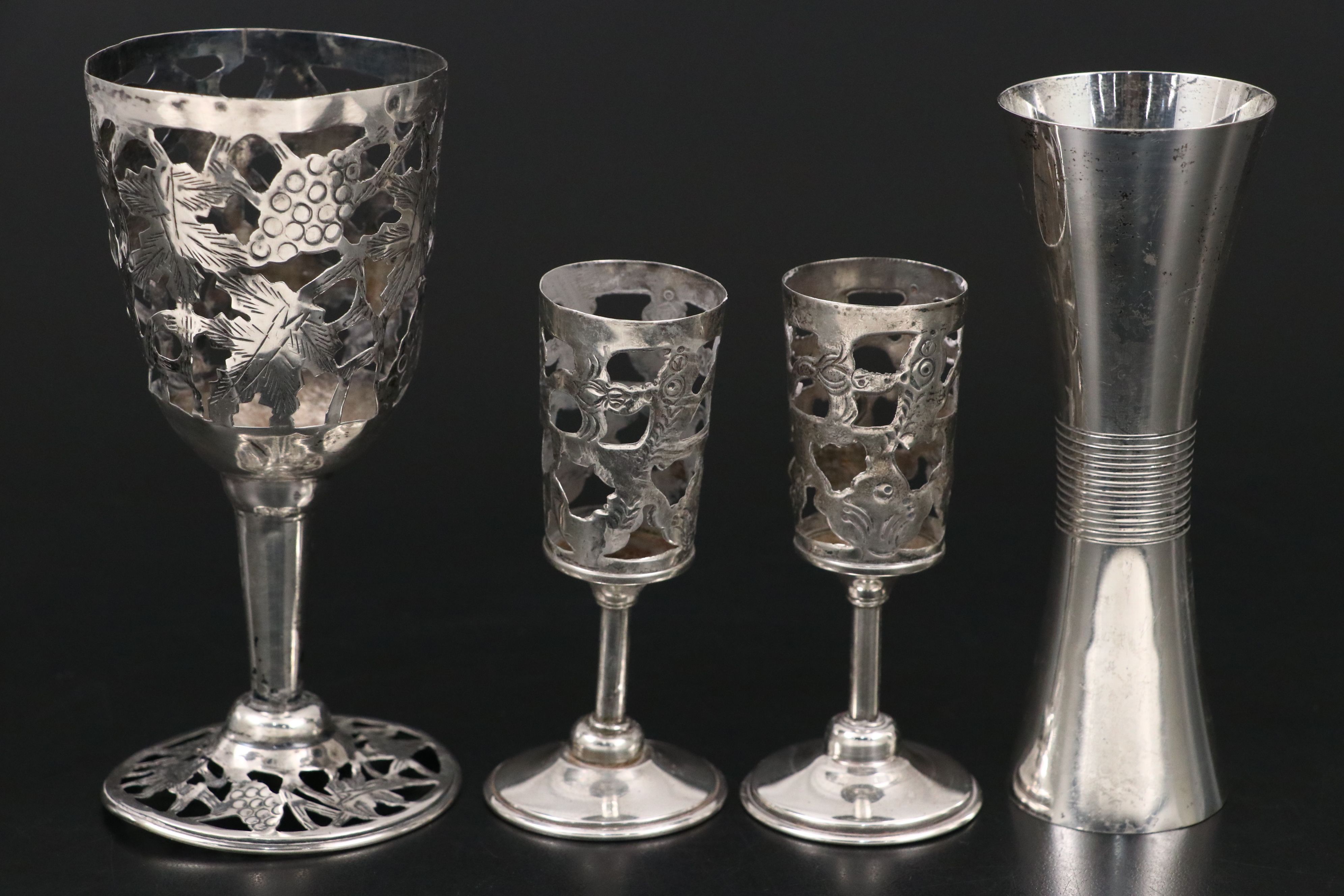 Webster Sterling Silver Pierced Bread Basket with Towle and Mexican Silver Décor