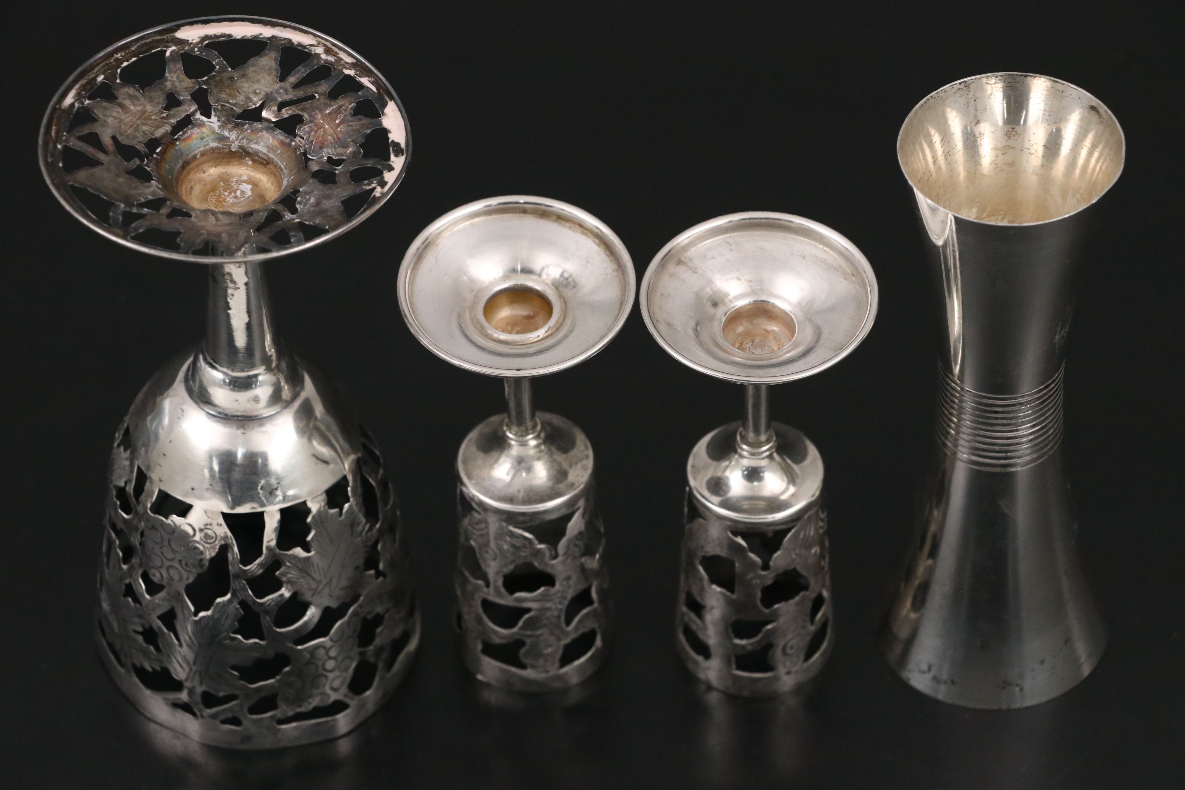 Webster Sterling Silver Pierced Bread Basket with Towle and Mexican Silver Décor