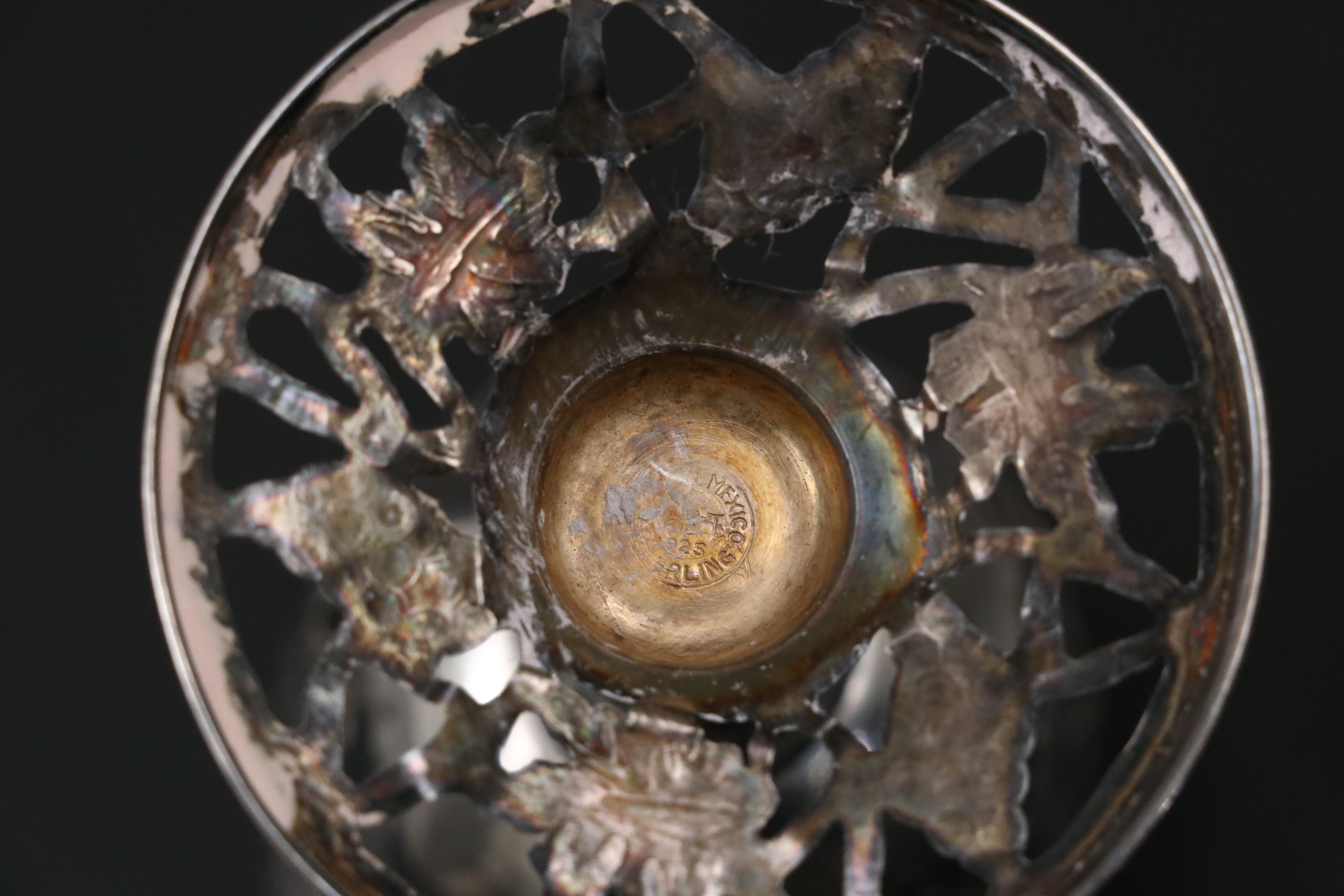 Webster Sterling Silver Pierced Bread Basket with Towle and Mexican Silver Décor