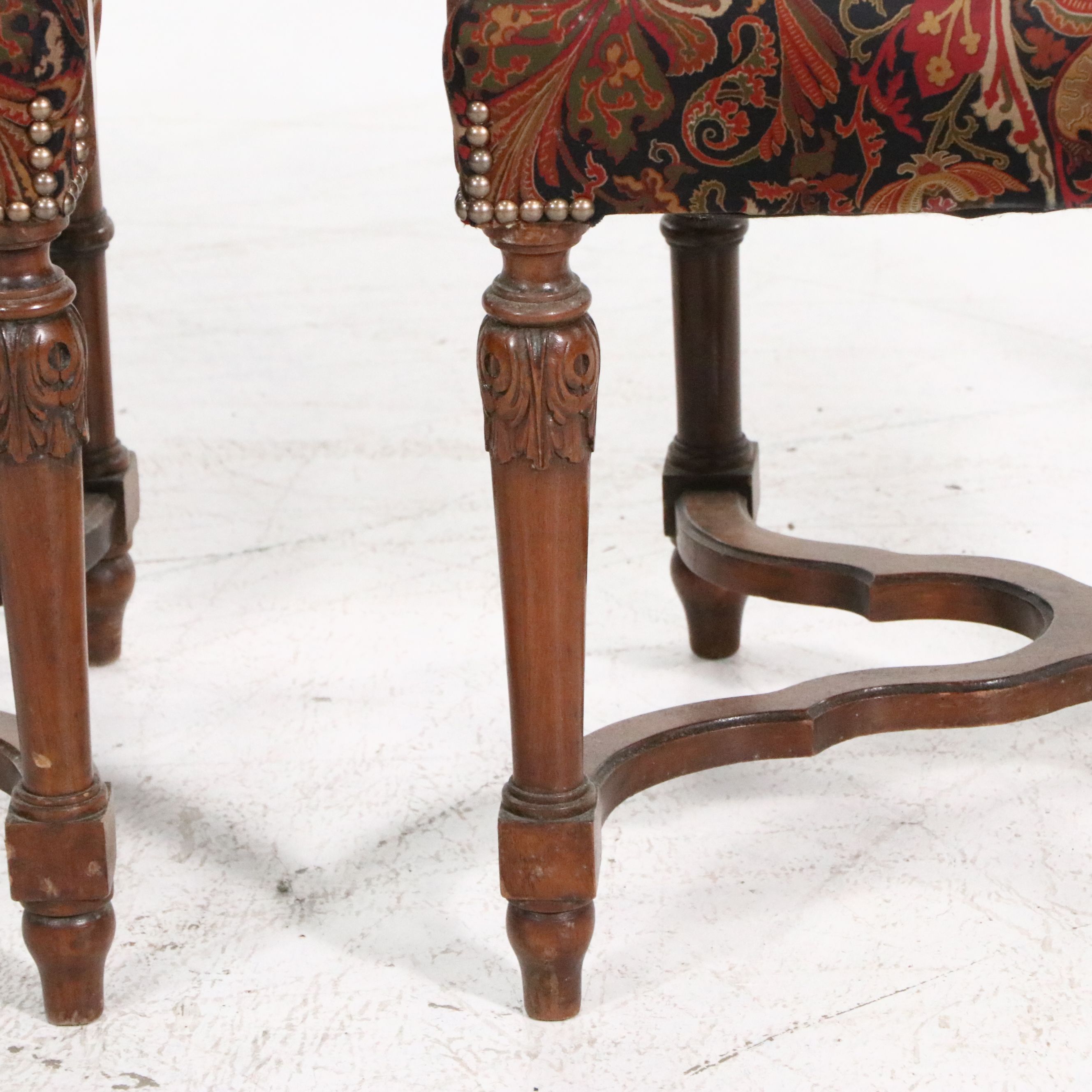 Pair of Renaissance Style Carved Walnut Armchairs, Early 20th Century