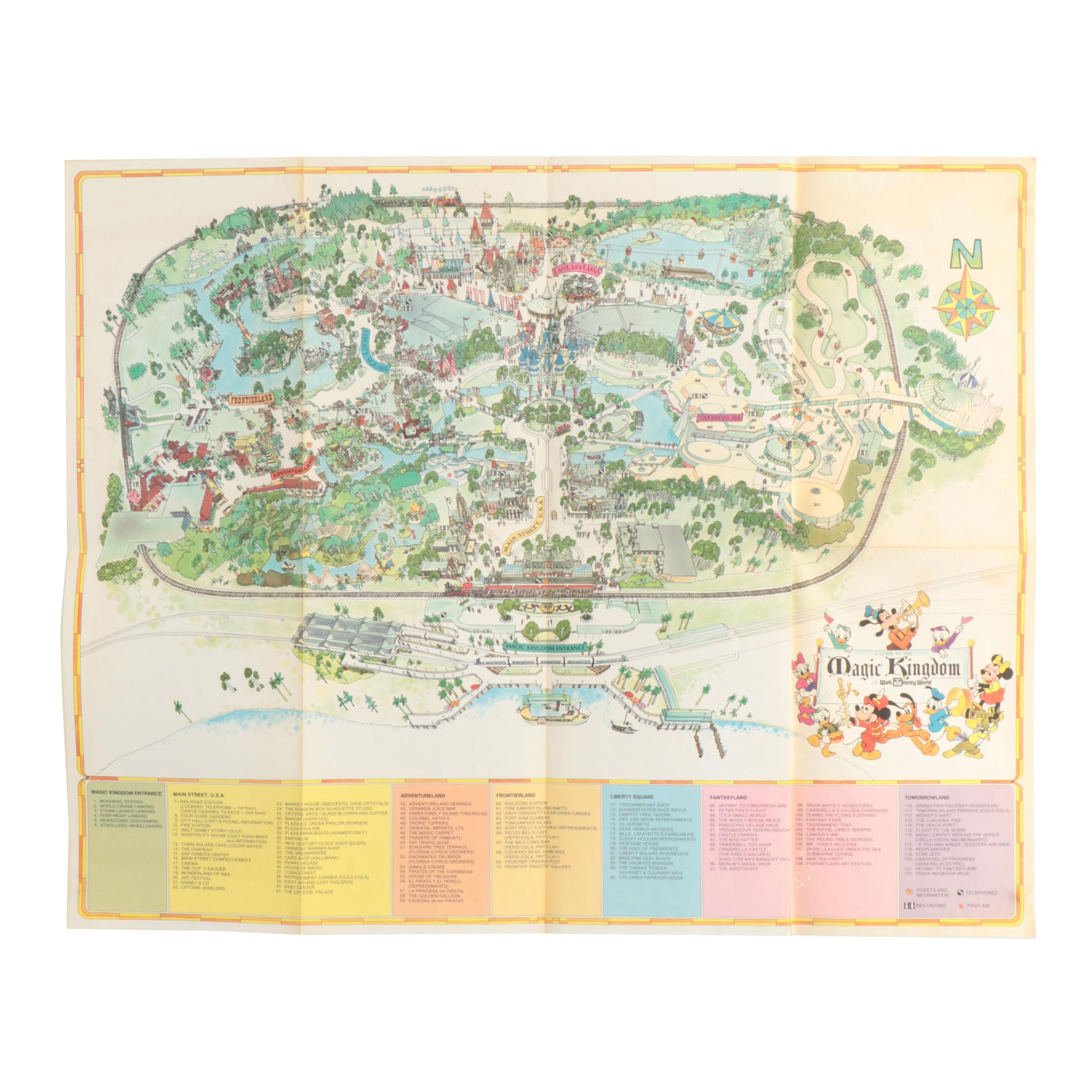 "A Guide to the Magic Kingdom of Walt Disney World" Lithograph Map, 1970s