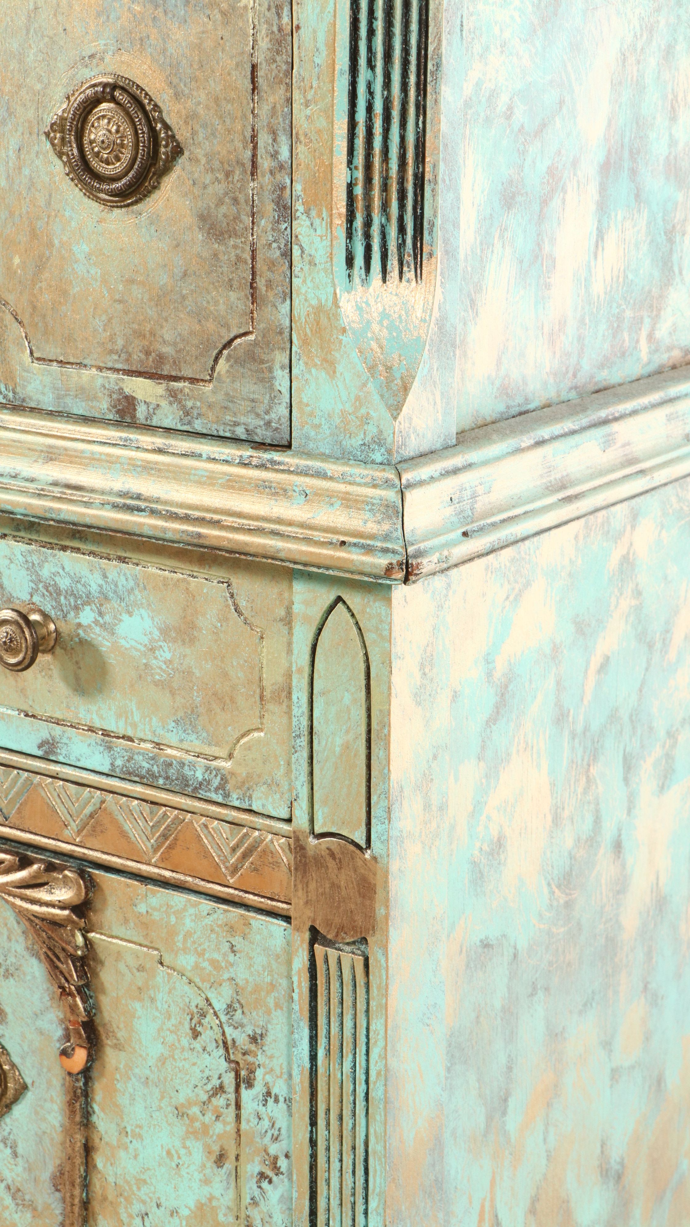 Art Deco Style Painted Decorated Chest of Drawers, Early to Mid-20th Century
