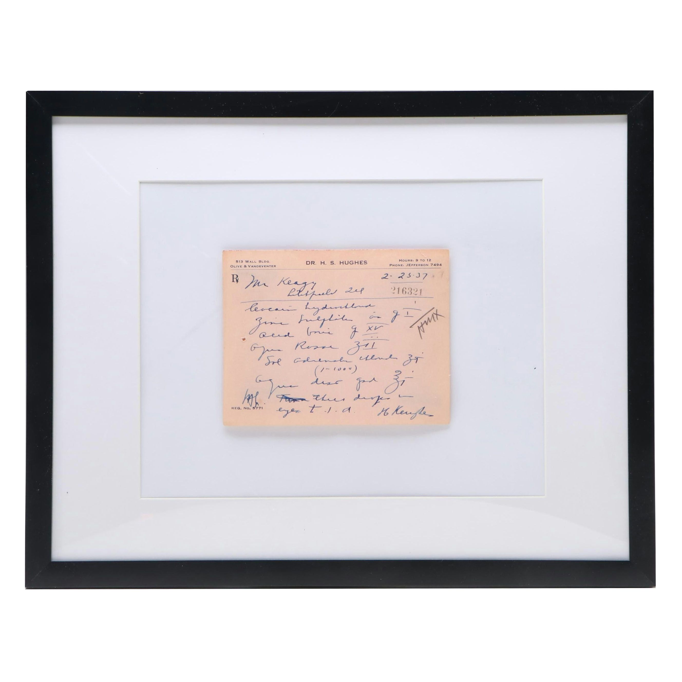 Prescription Form for Cocaine, 1937