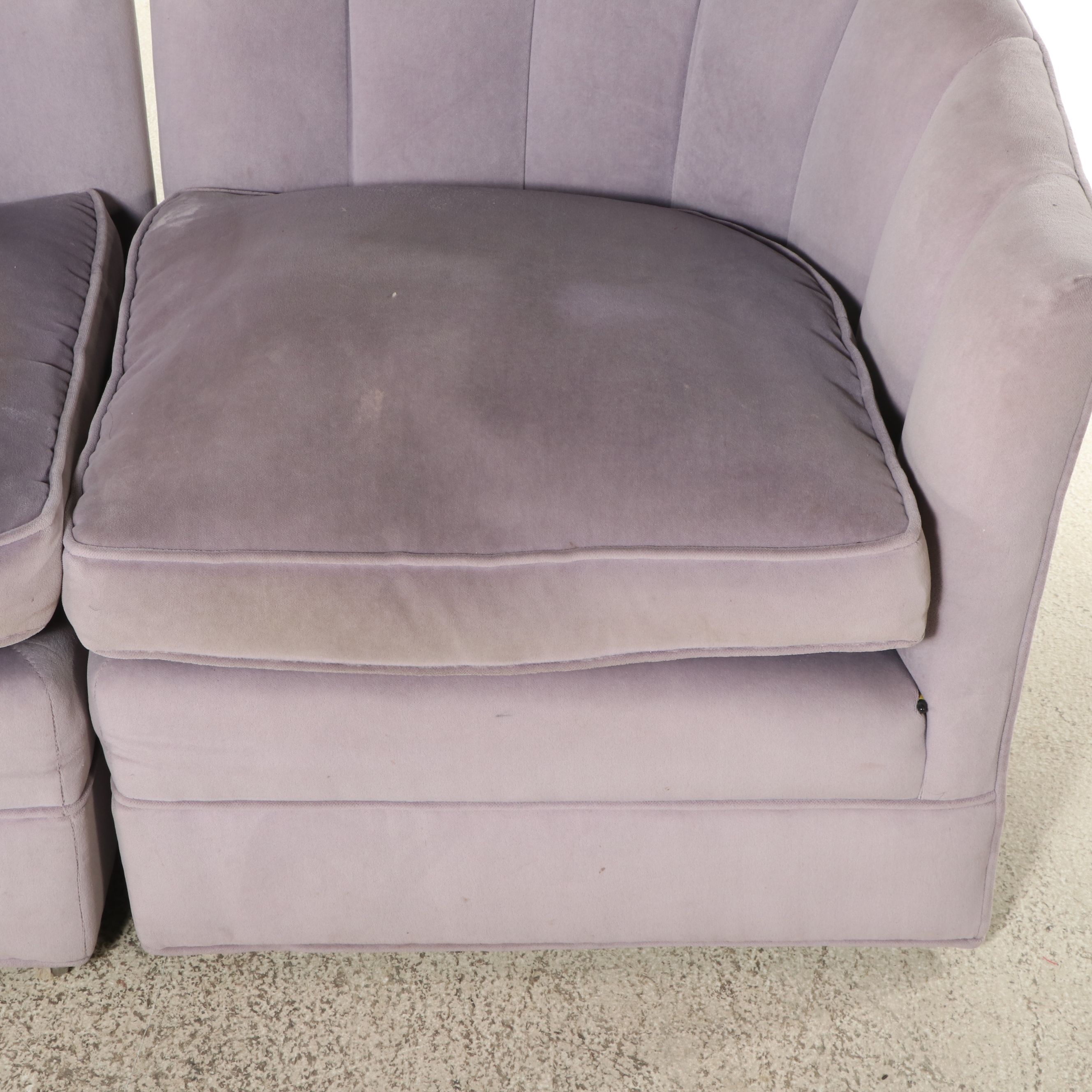 Pair of Ralph Lauren Art Deco Style Upholstered Channel Back Chairs