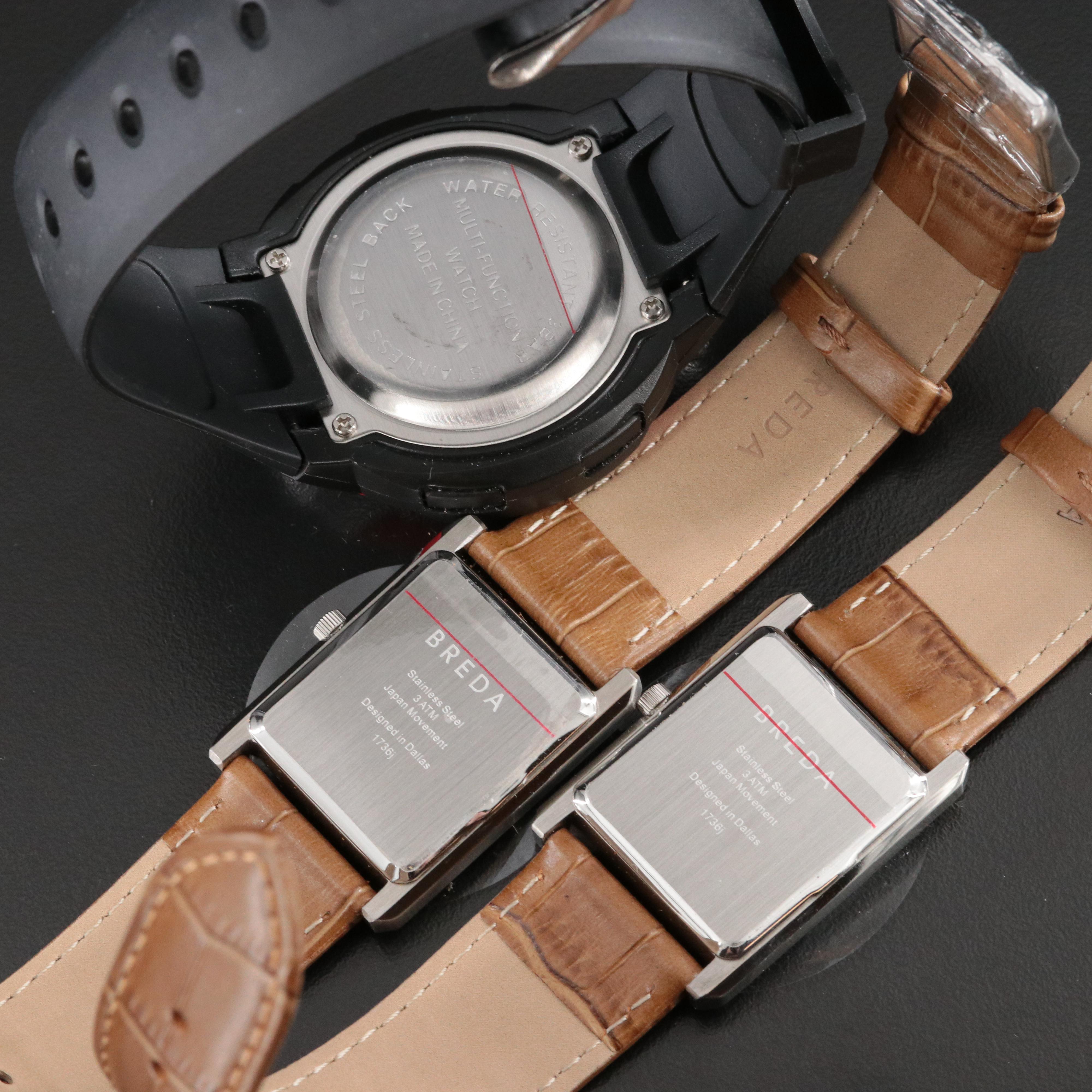 Breda Stainless Steel Green Dial Watches and Multi Function Digital Watch