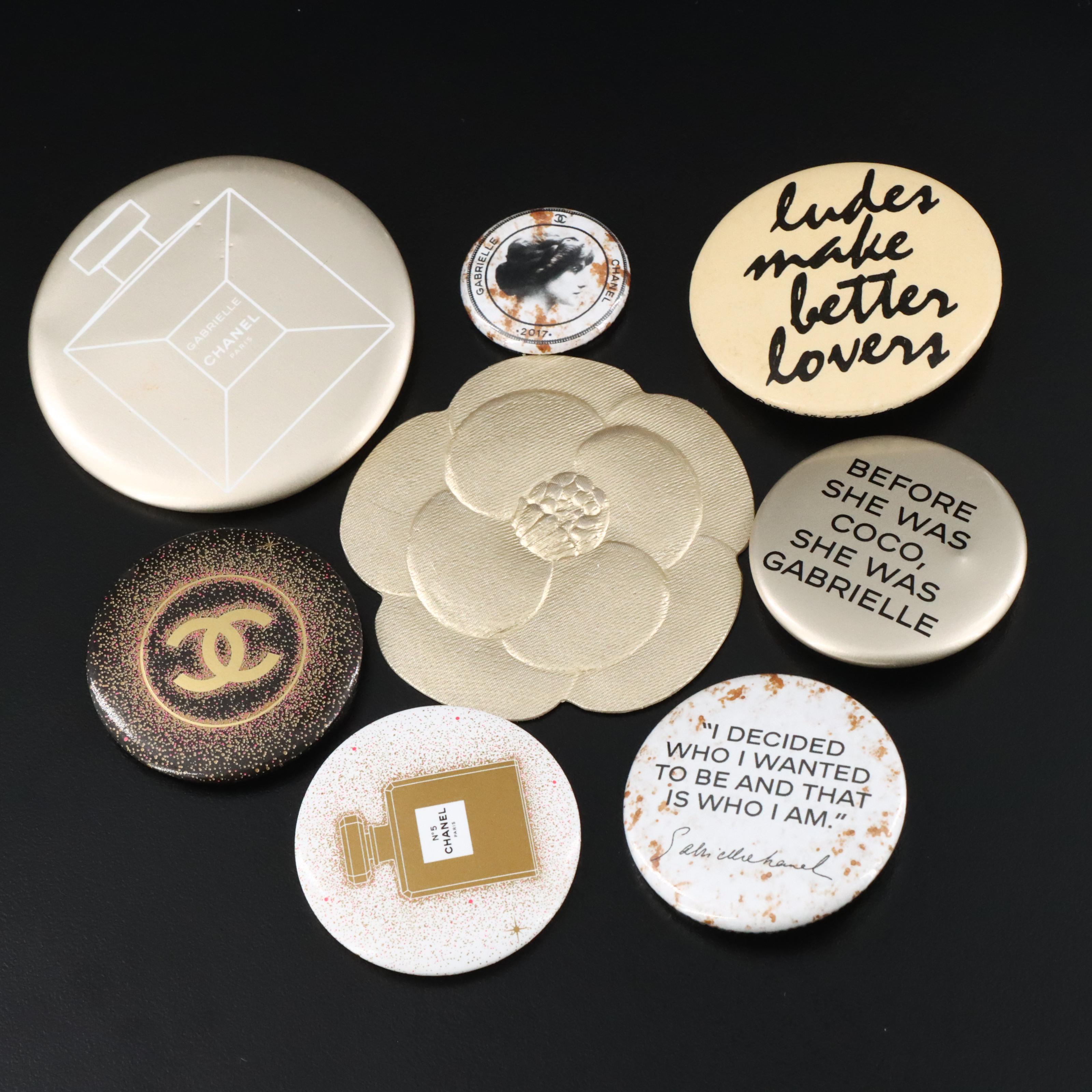Chanel Featured in Promotional Buttons, Stickers and Tags