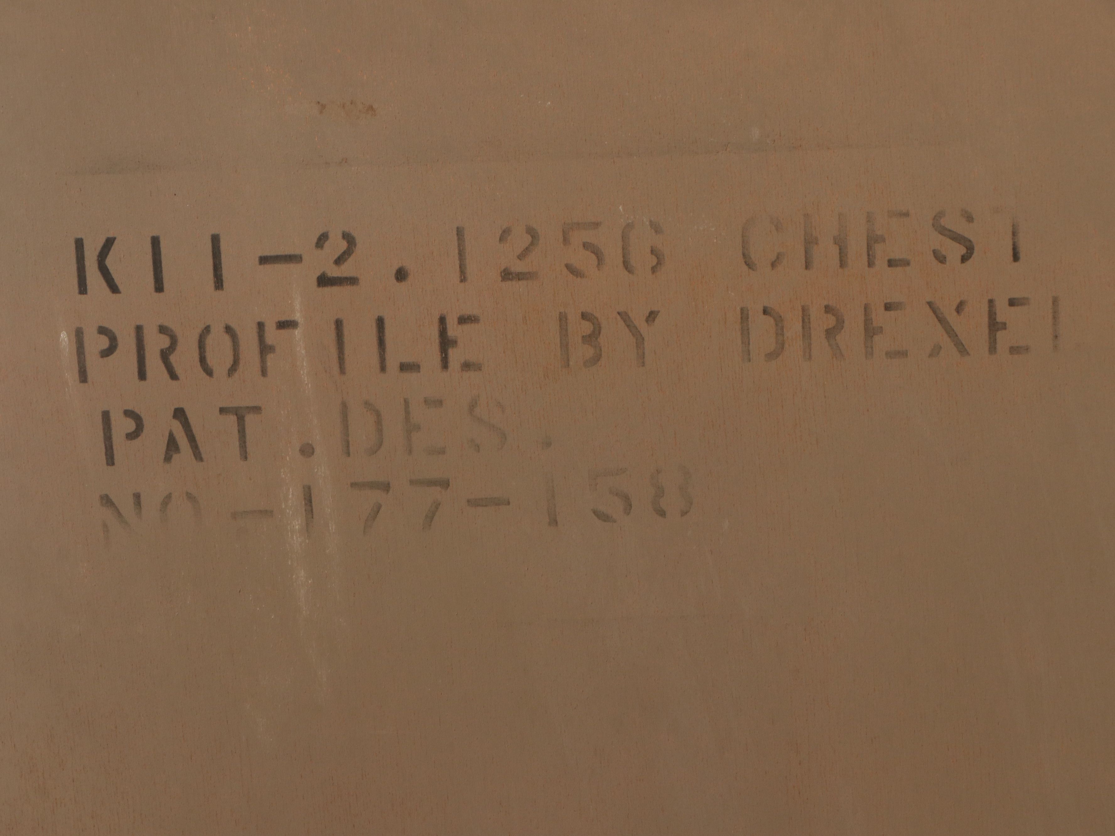 Drexel "Profile" Mid Century Modern Walnut Chest on Chest and Nightstand