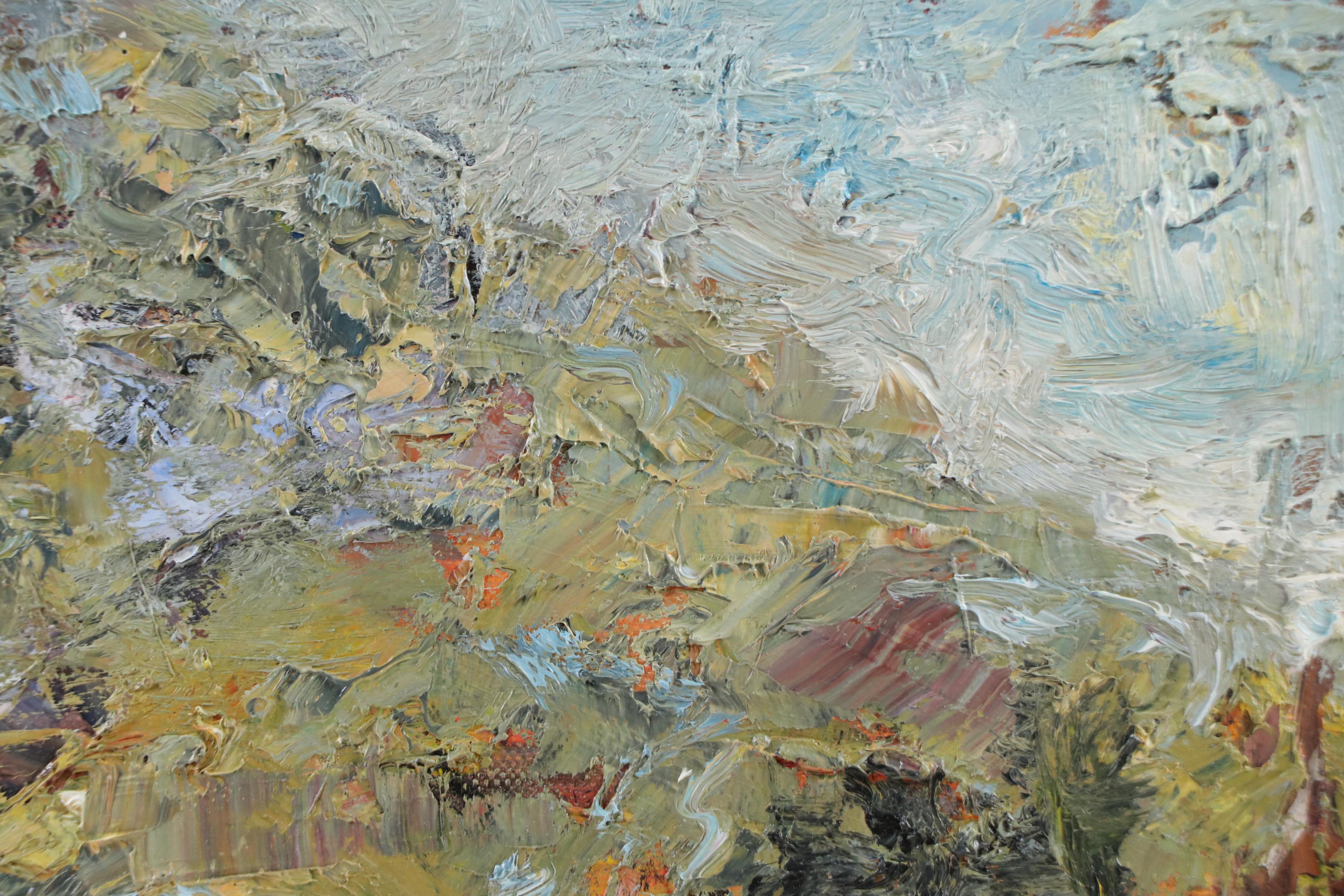 Leif Janek Oil Painting of Abstract Mountain, 21st Century