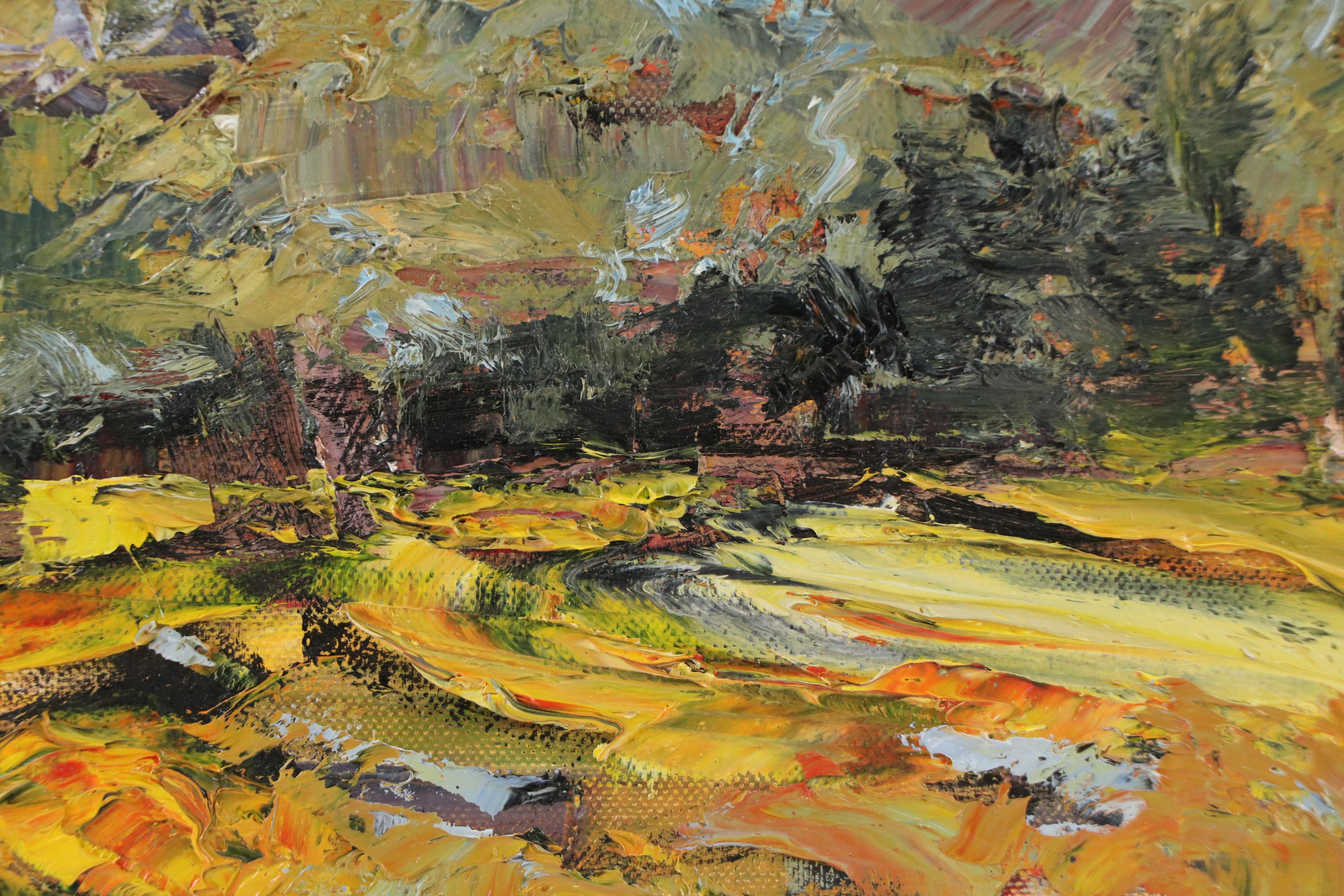 Leif Janek Oil Painting of Abstract Mountain, 21st Century