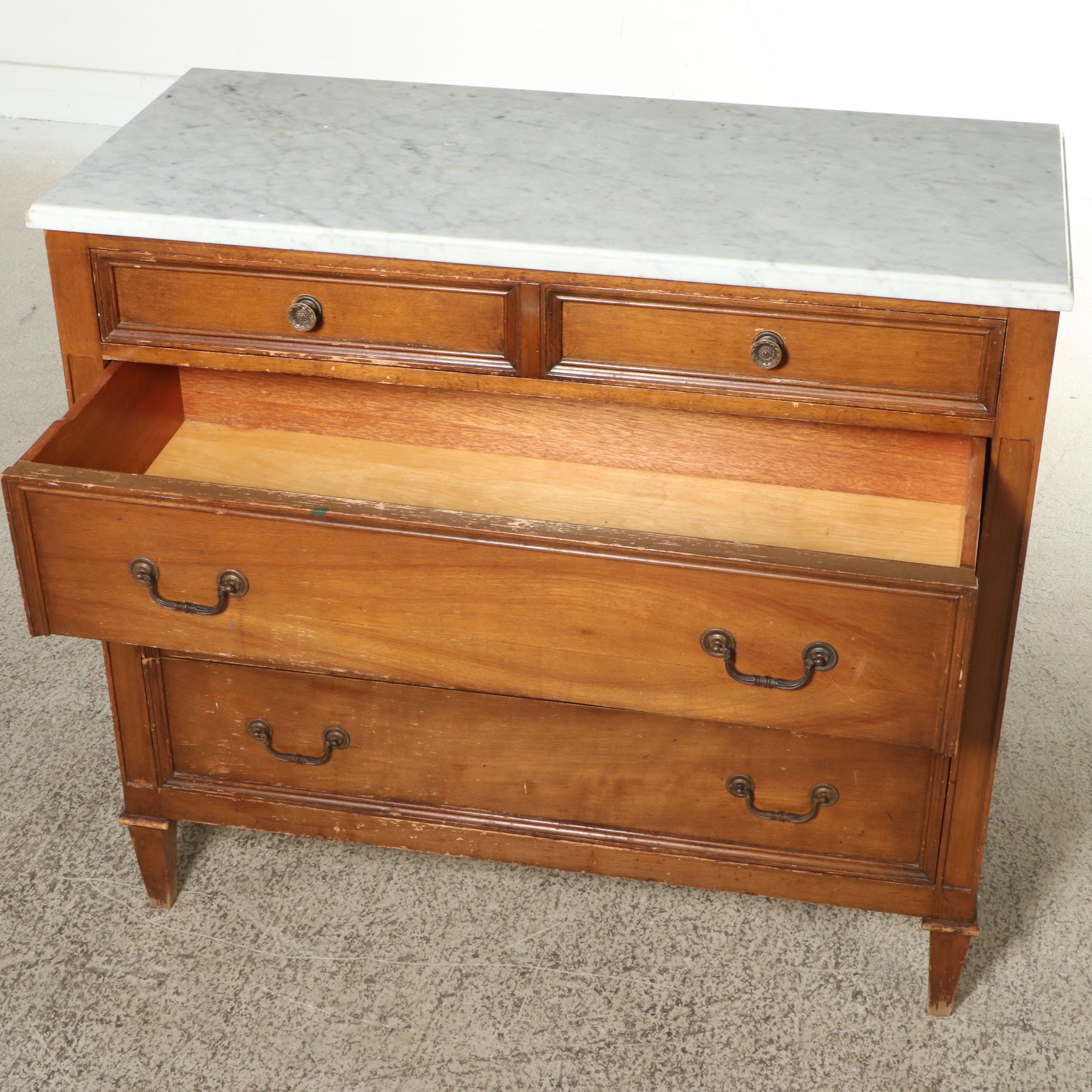 Directoire Style Chest of Drawers with Marble Top