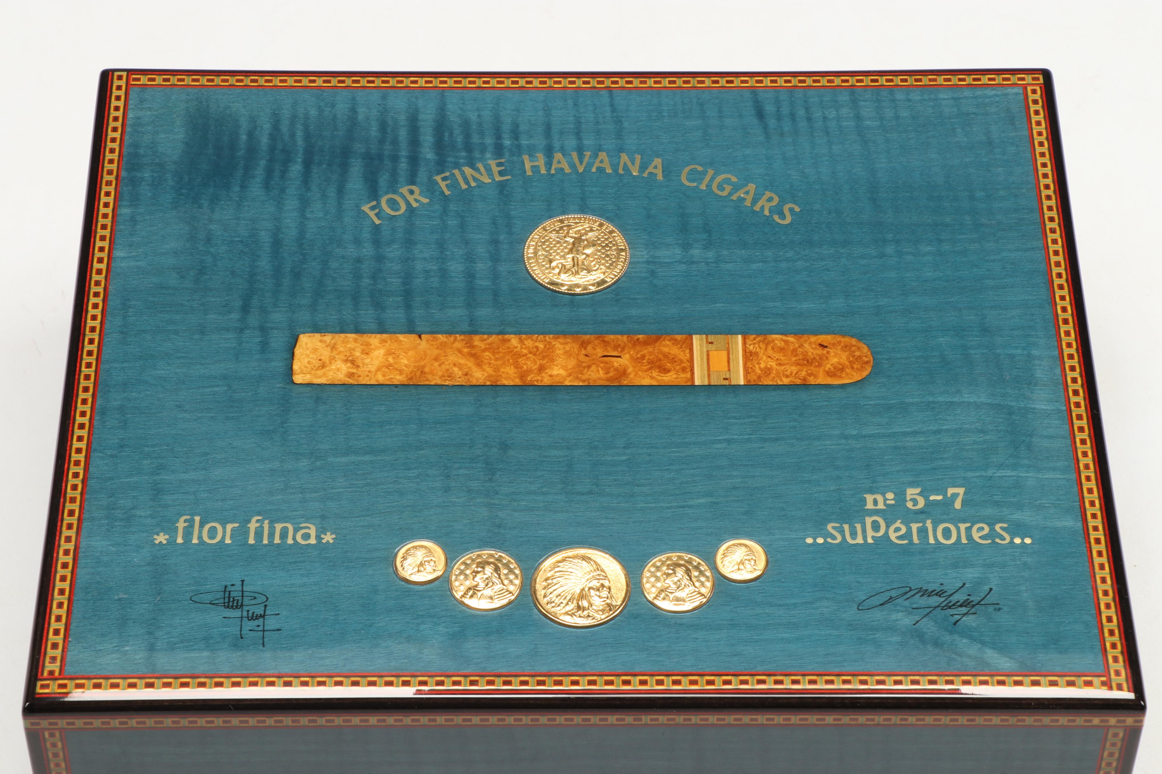 Elie Bleu Medals 75-Cigar Wood Desktop Humidor