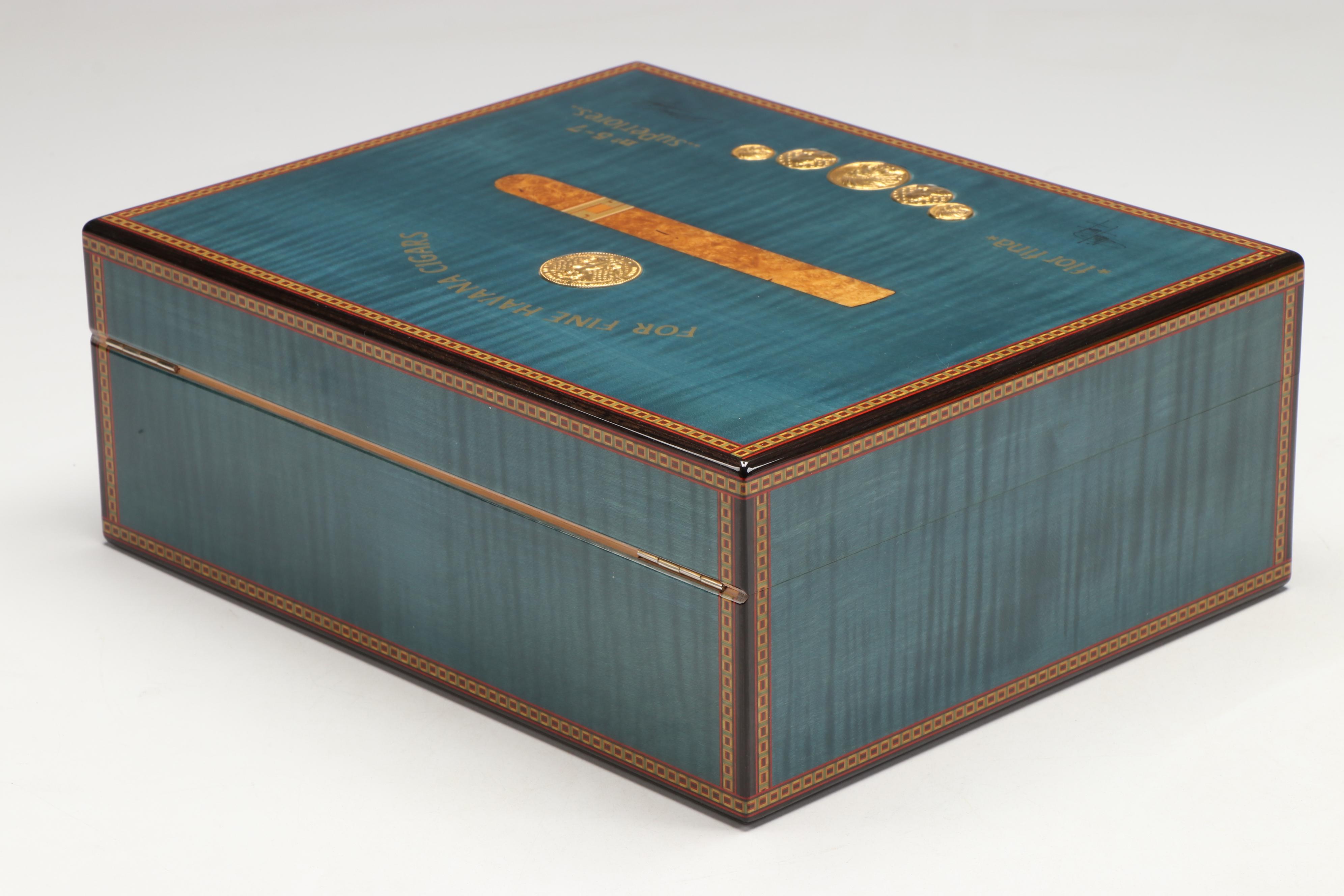 Elie Bleu Medals 75-Cigar Wood Desktop Humidor