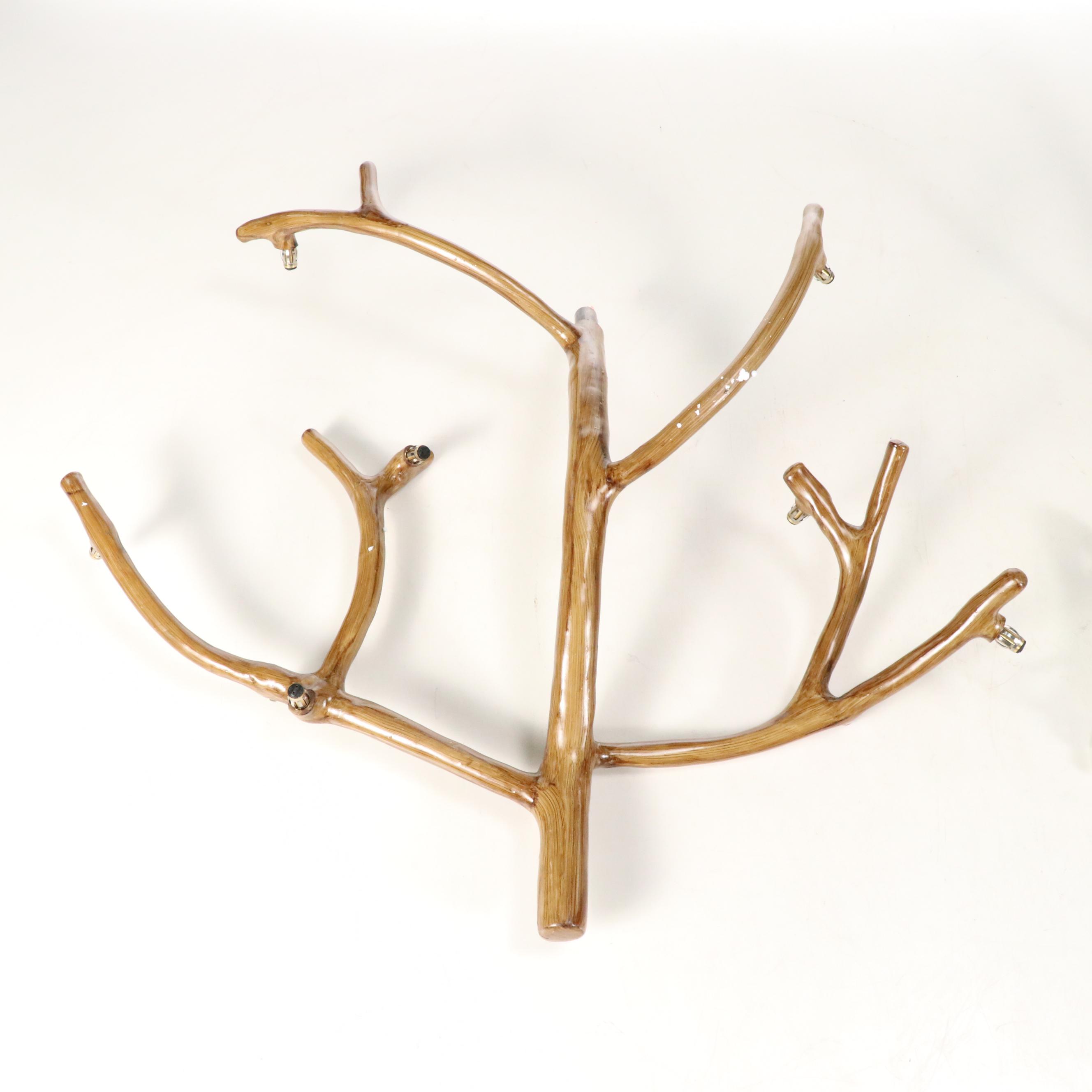 Faux Bois Finish Branch Chandelier, Contemporary
