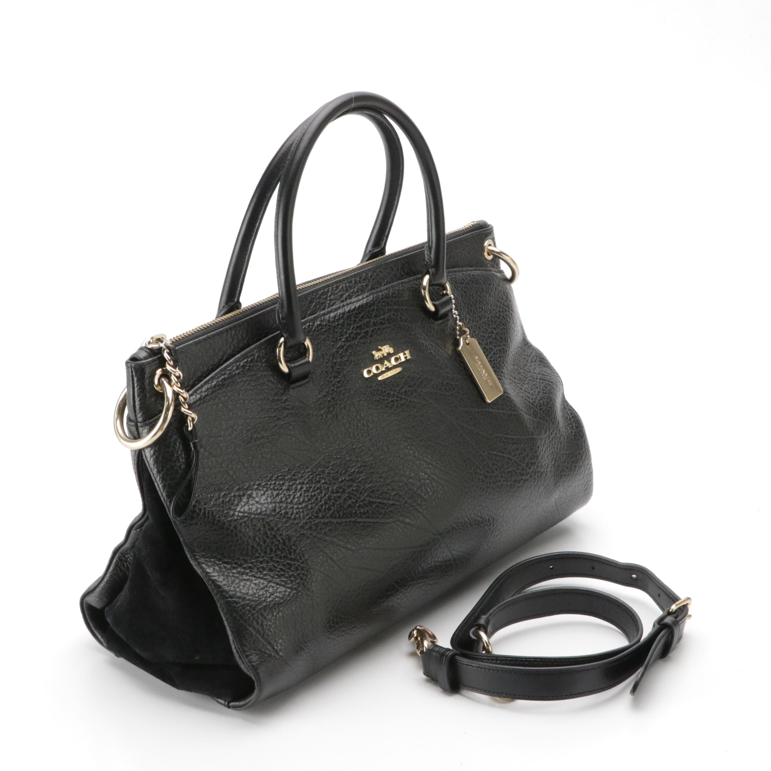 Coach Mia Two-Way Satchel in Black Leather and Suede