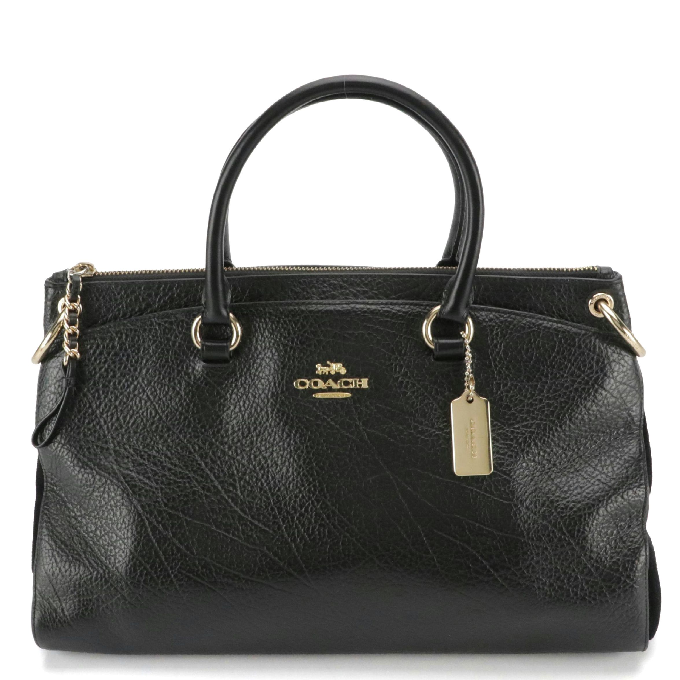 Coach Mia Two-Way Satchel in Black Leather and Suede