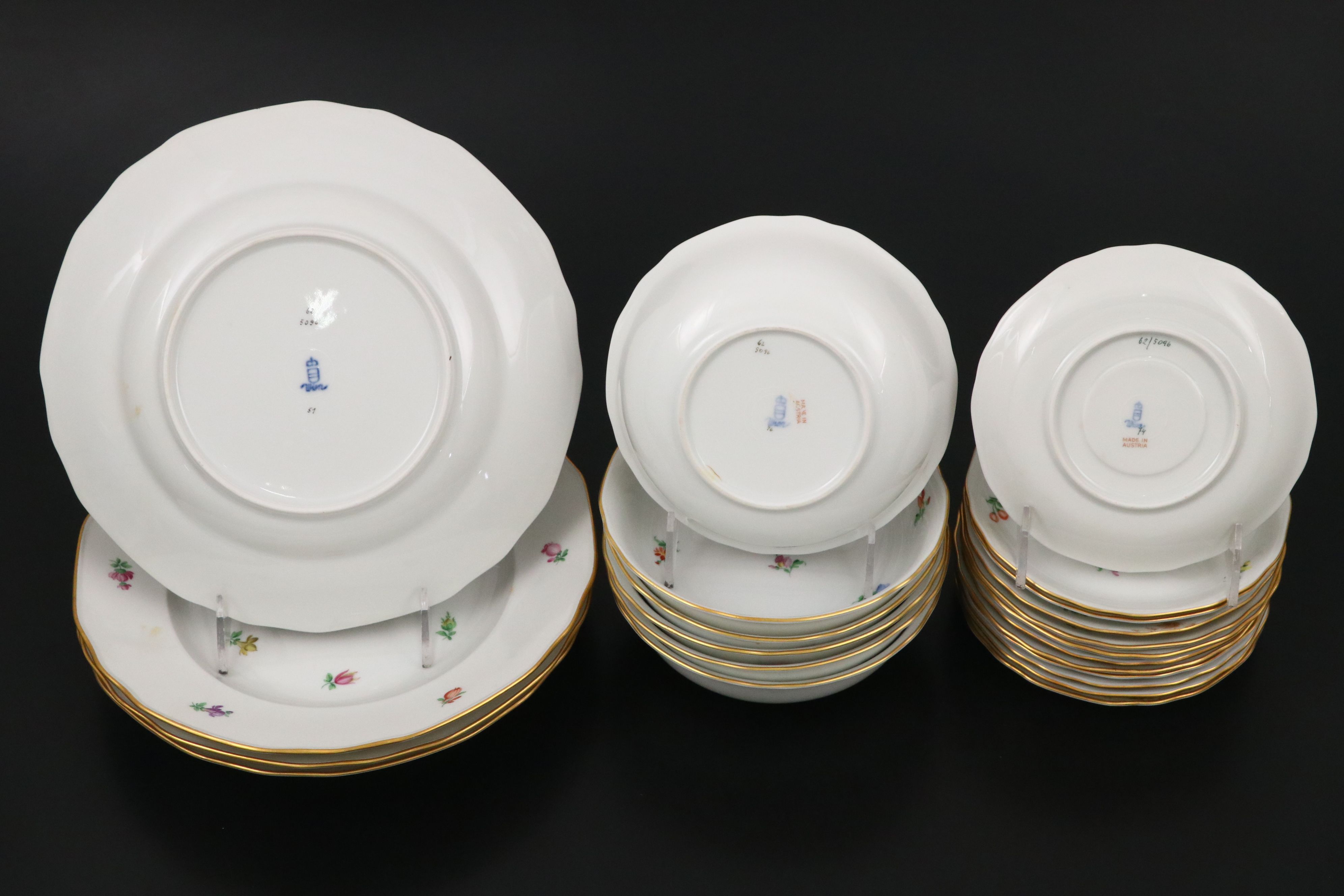 Augarten Gold Gilt Floral Porcelain Dinnerware