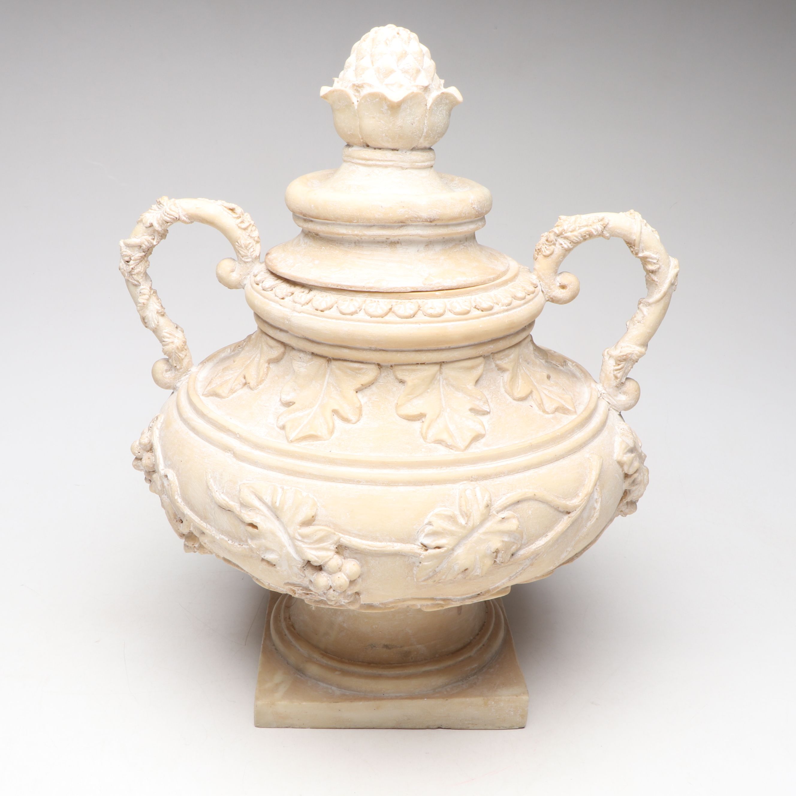 Hand-Painted Opaline Glass Vase with Mercury Glass Flask and Urn