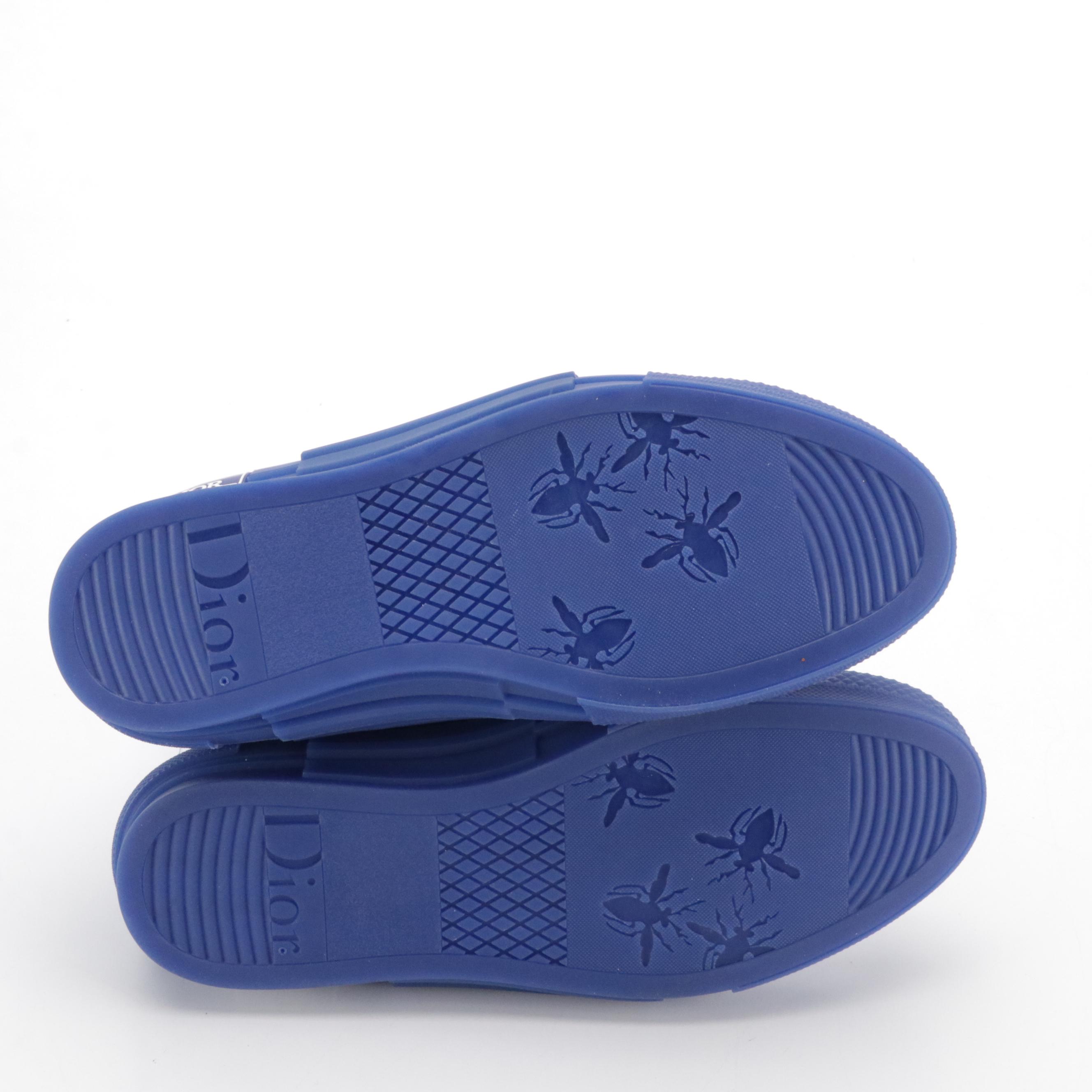 Dior B23 League Blue Oblique Lace-Up High-Top Sneakers