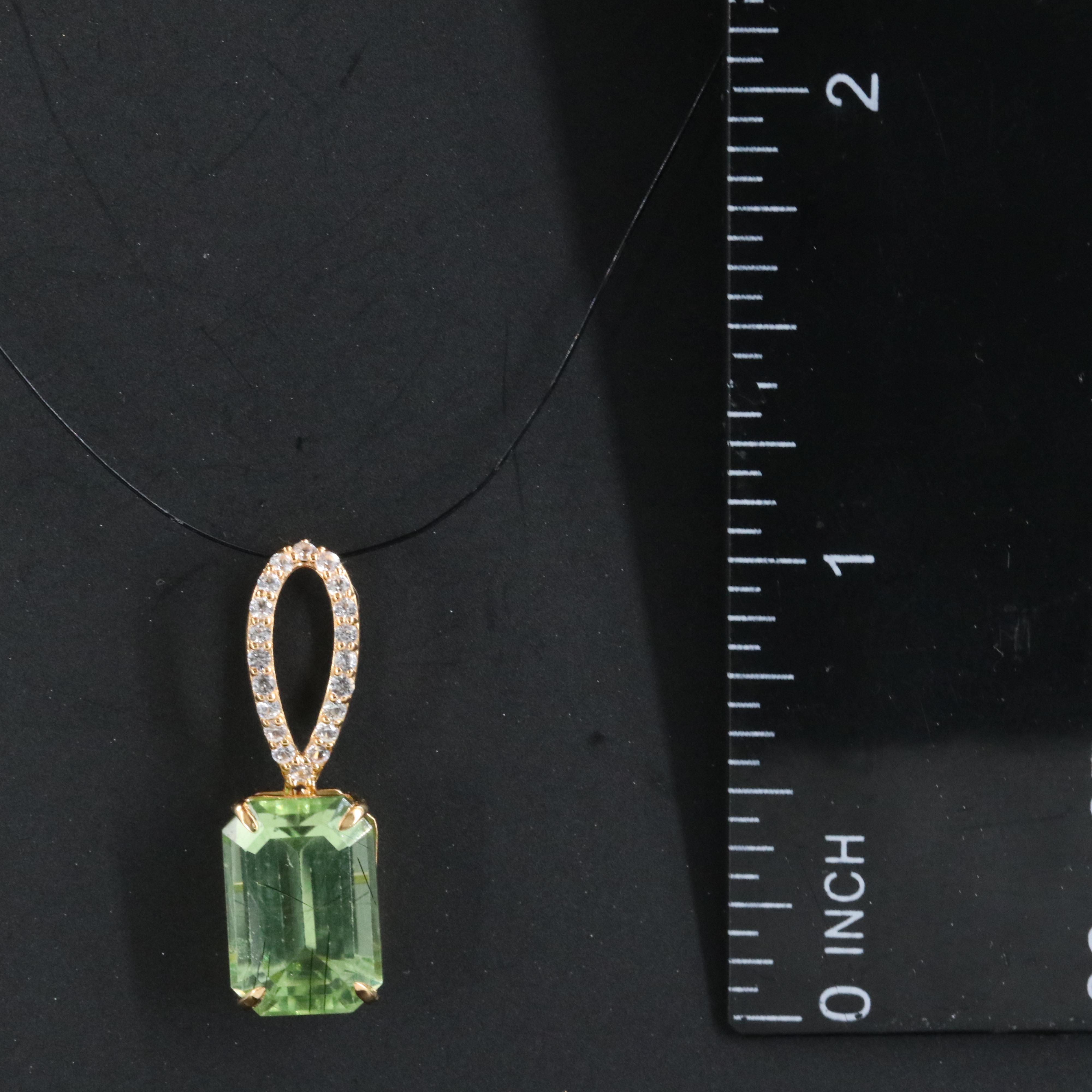 14K Peridot and White Sapphire Pendant