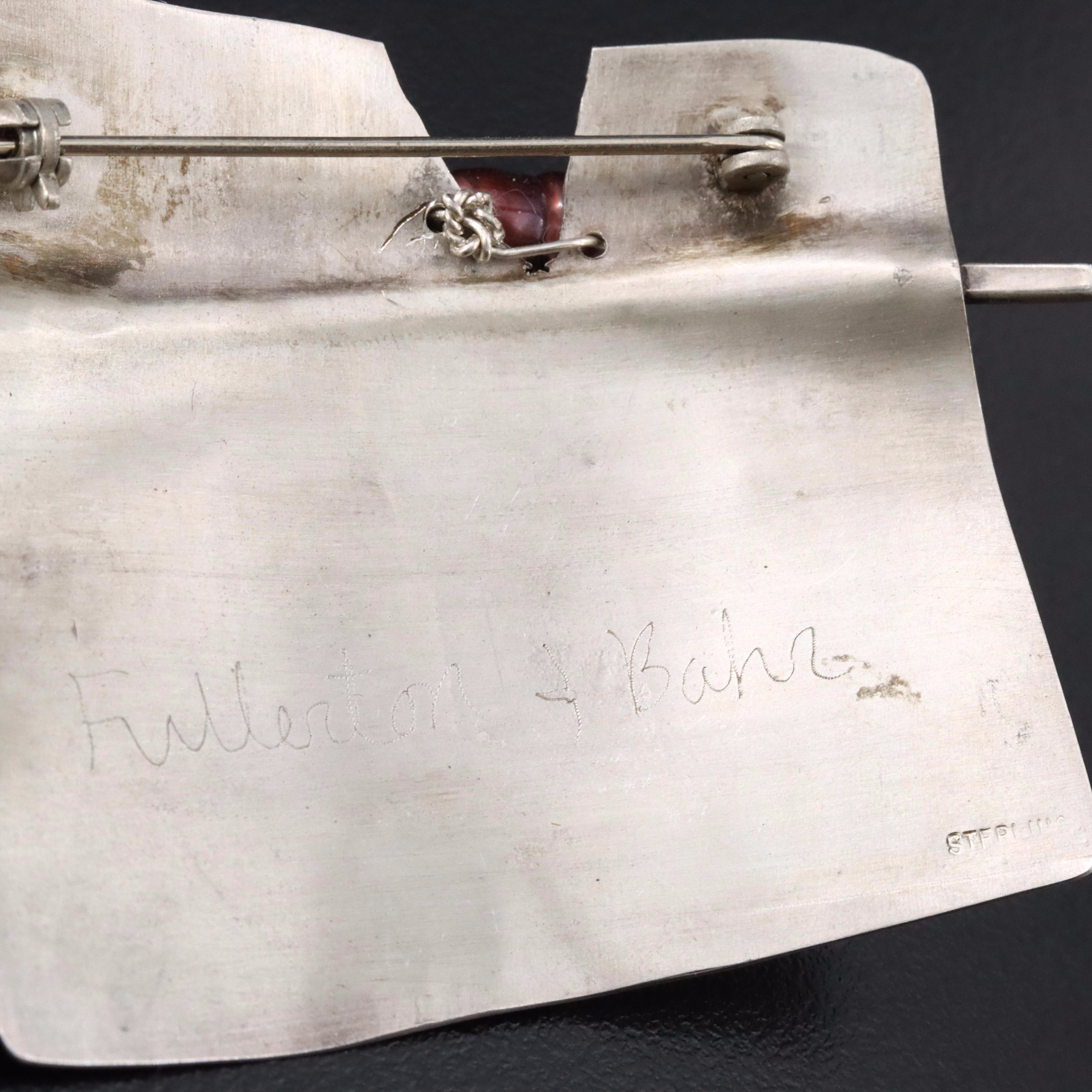 Sterling Pearl Necklace, Signed Brooch and Single Earring