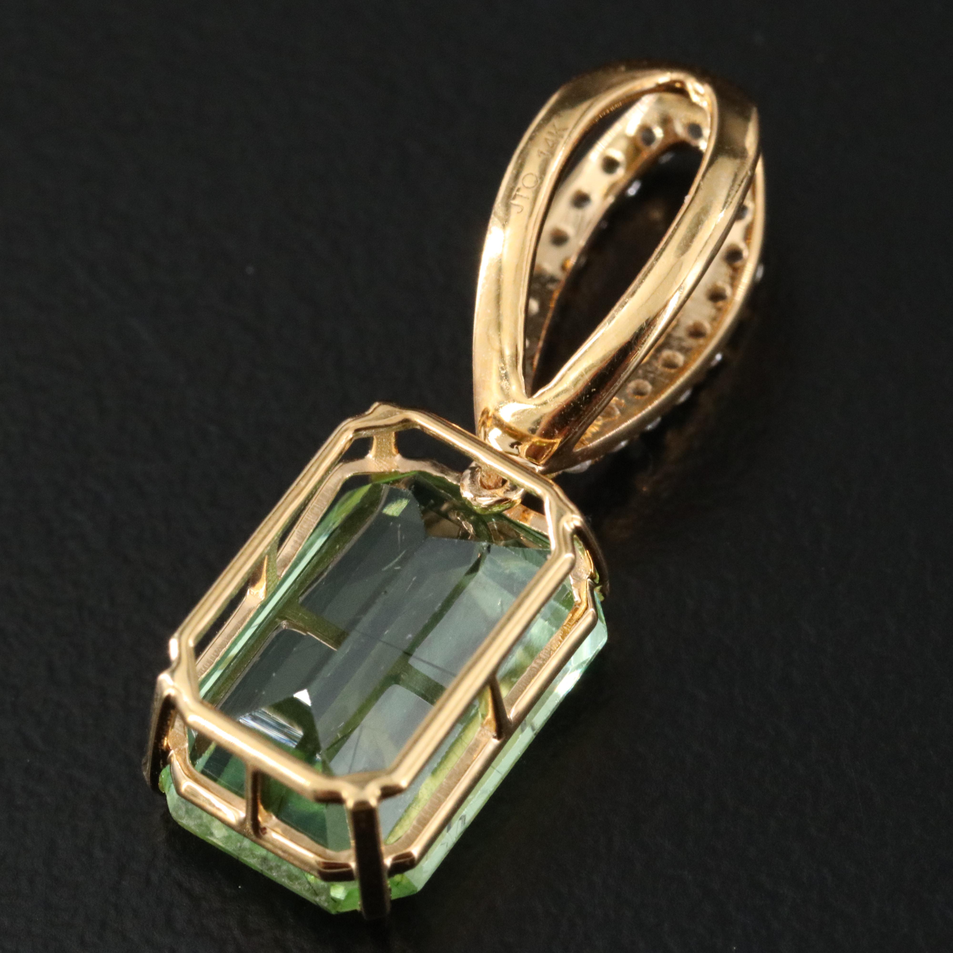 14K Peridot and White Sapphire Pendant