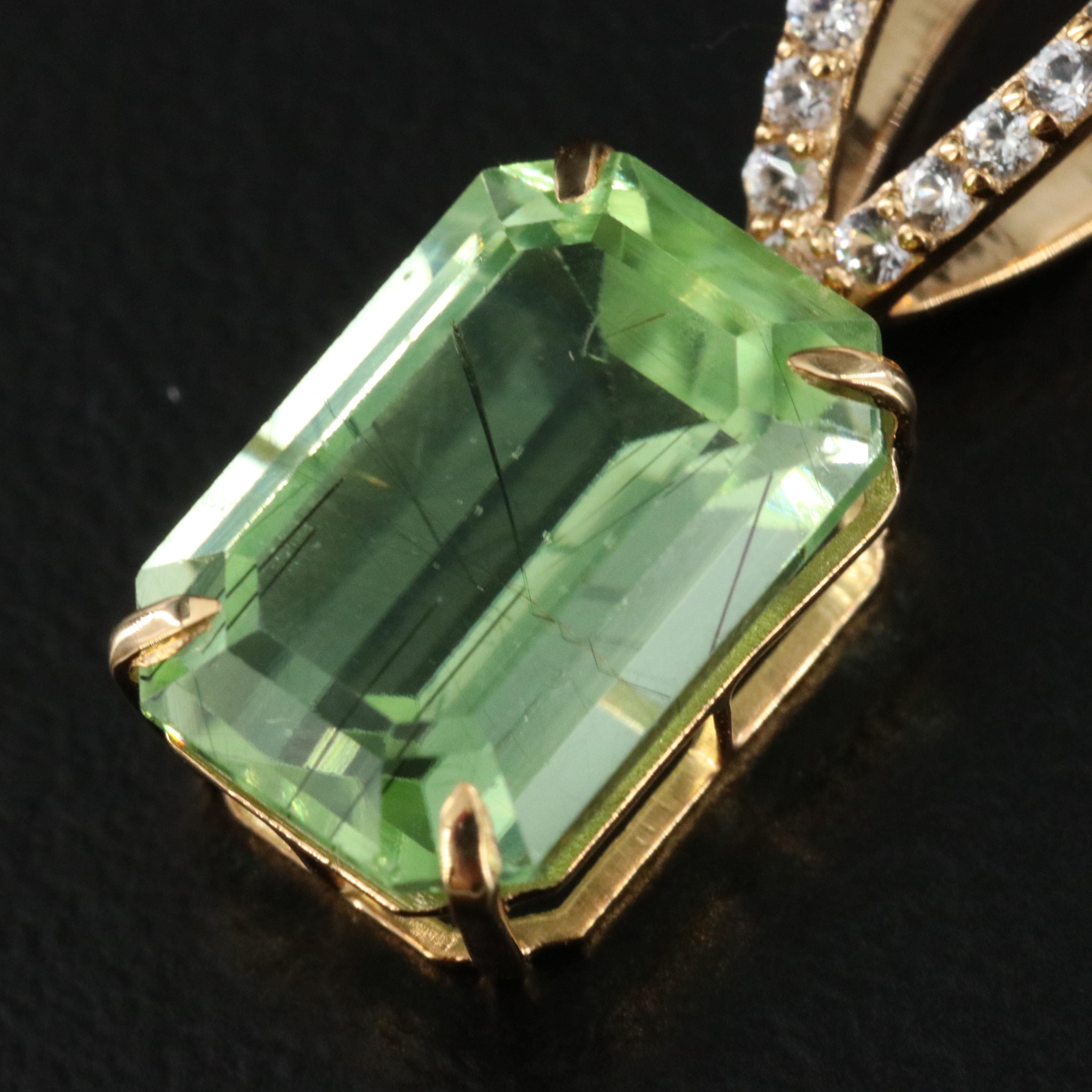 14K Peridot and White Sapphire Pendant