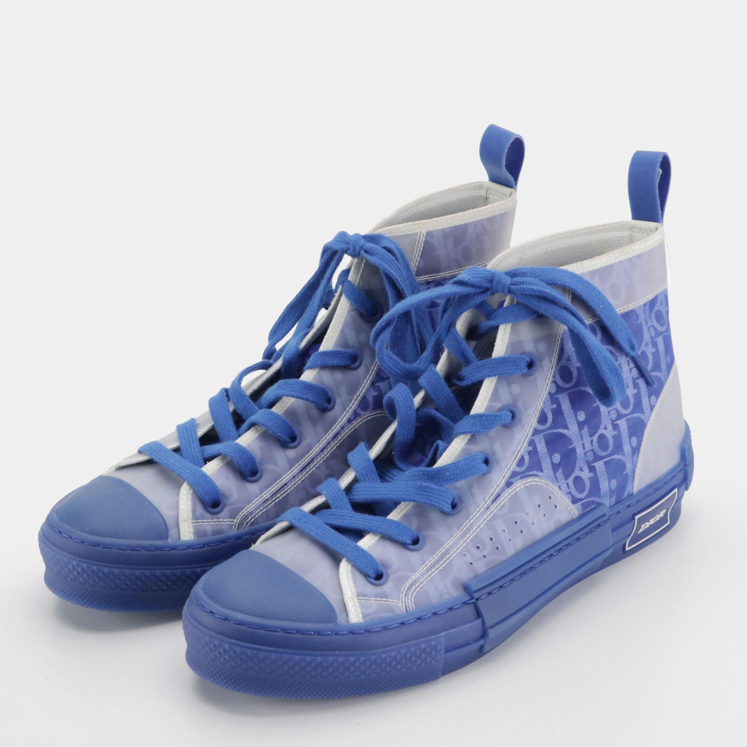 Dior B23 League Blue Oblique Lace-Up High-Top Sneakers