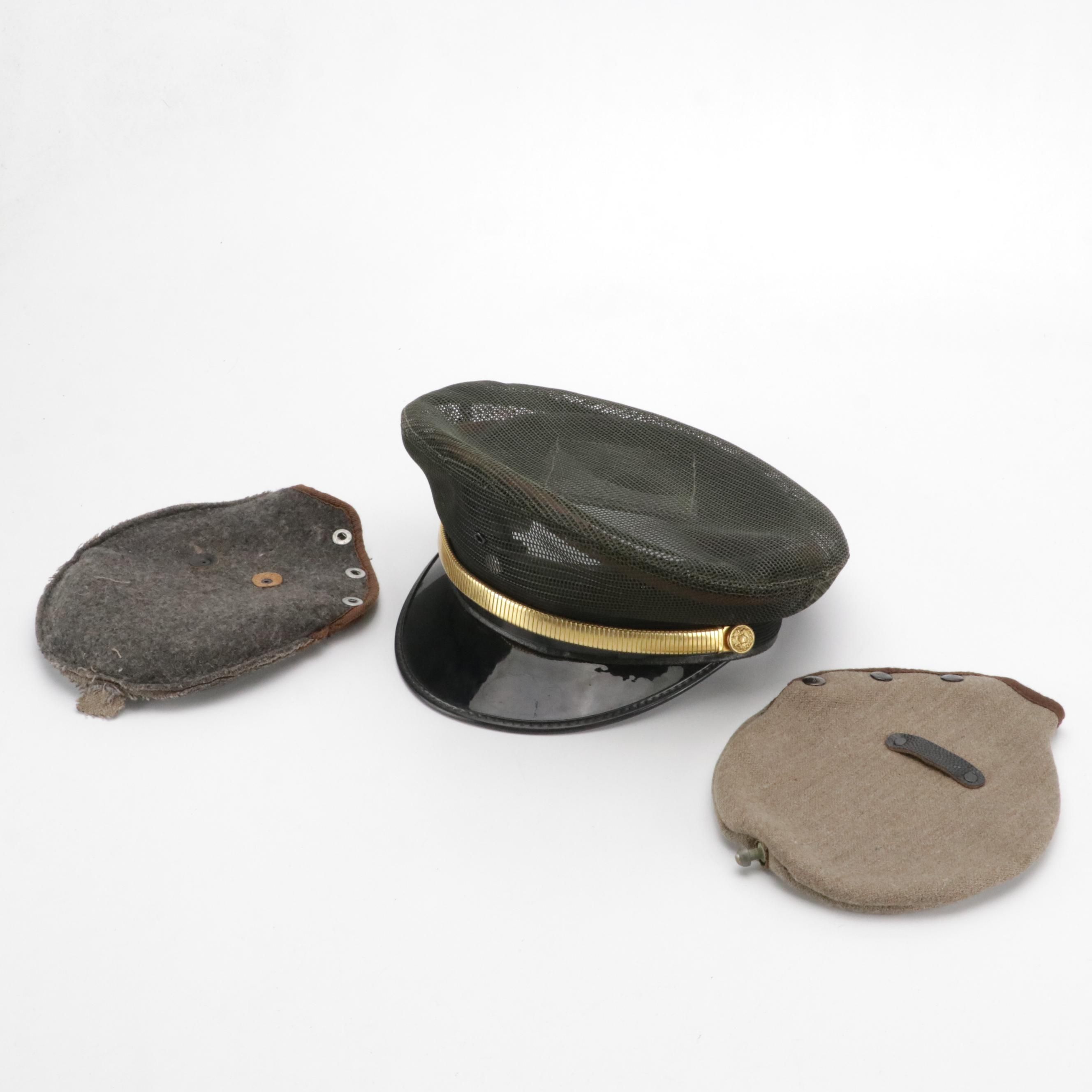 Kant Krack Police/Military Uniform Hat with WWII German Canteen Covers