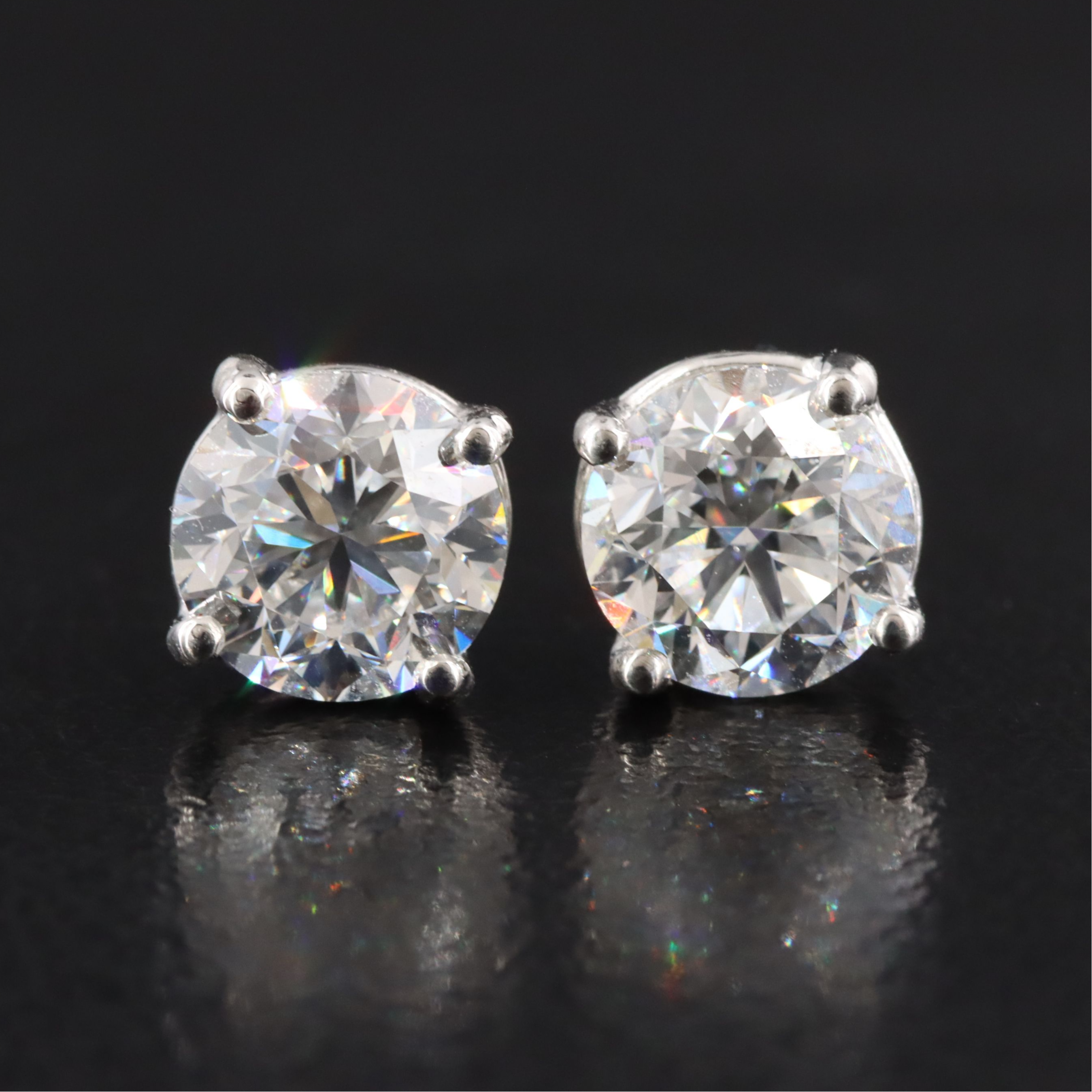 Platinum 2.00 CTW Diamond Stud Earrings with GIA Report and GIA Online Report