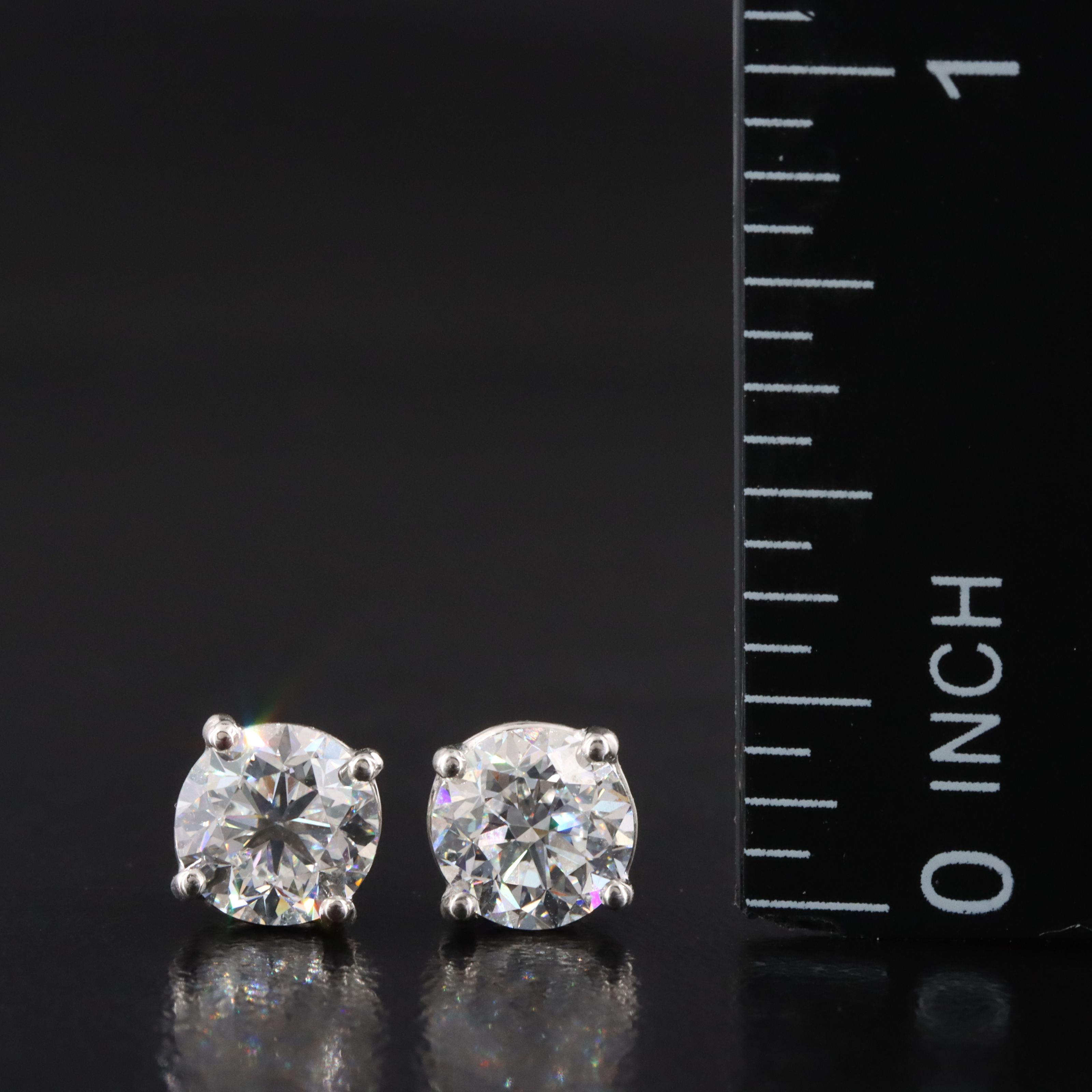 Platinum 2.00 CTW Diamond Stud Earrings with GIA Report and GIA Online Report