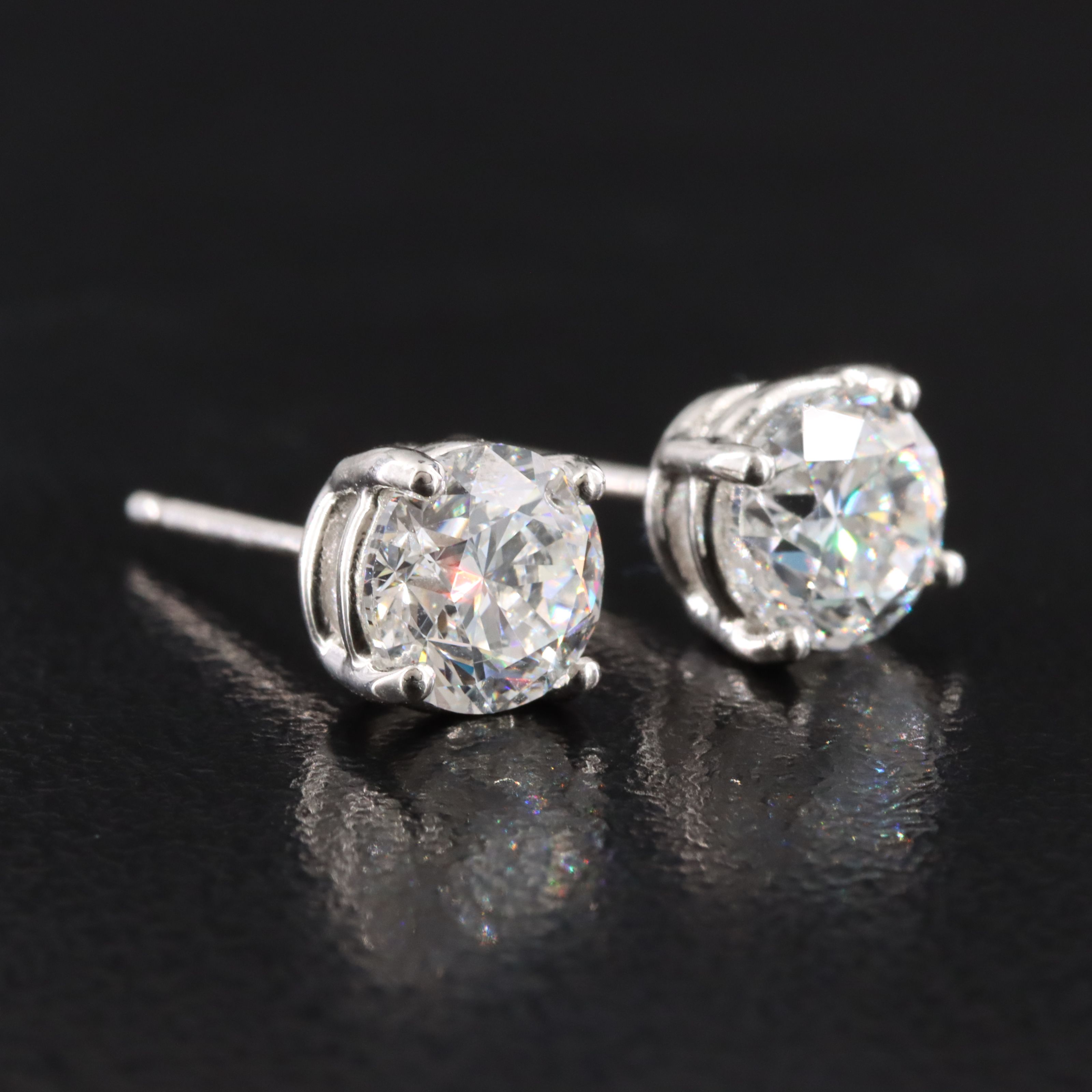 Platinum 2.00 CTW Diamond Stud Earrings with GIA Report and GIA Online Report