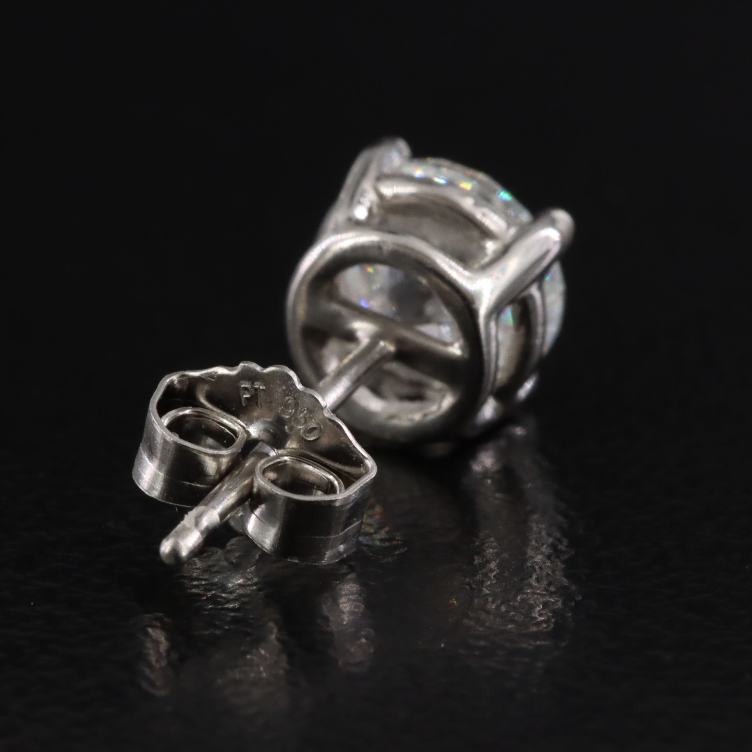 Platinum 2.00 CTW Diamond Stud Earrings with GIA Report and GIA Online Report